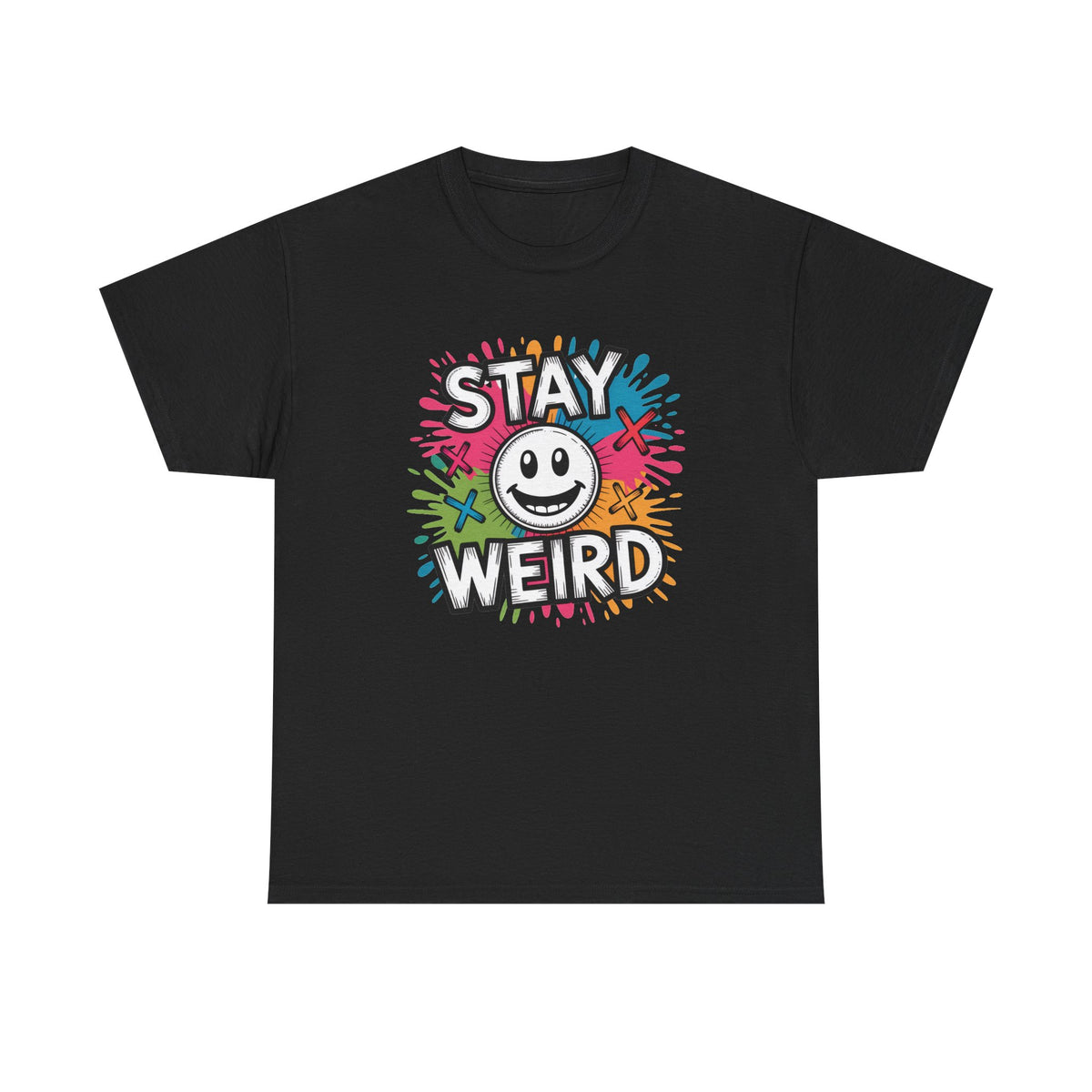 Stay Weird T-Shirt – Colorful Smiley Graphic Tee