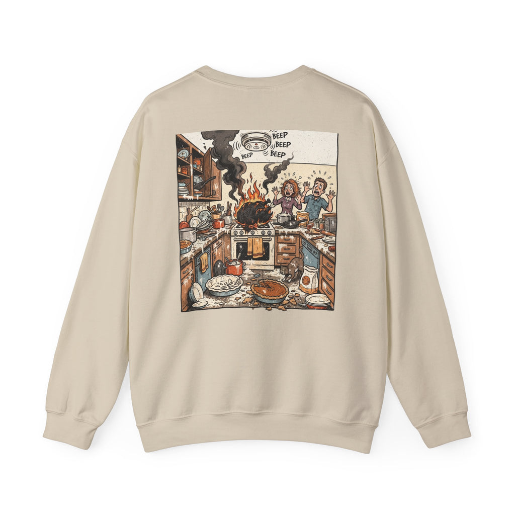 Funny Thanksgiving Chef Crewneck Sweatshirt — Certified Thanksgiving Chef Kitchen Disaster Humor Gift Pullover