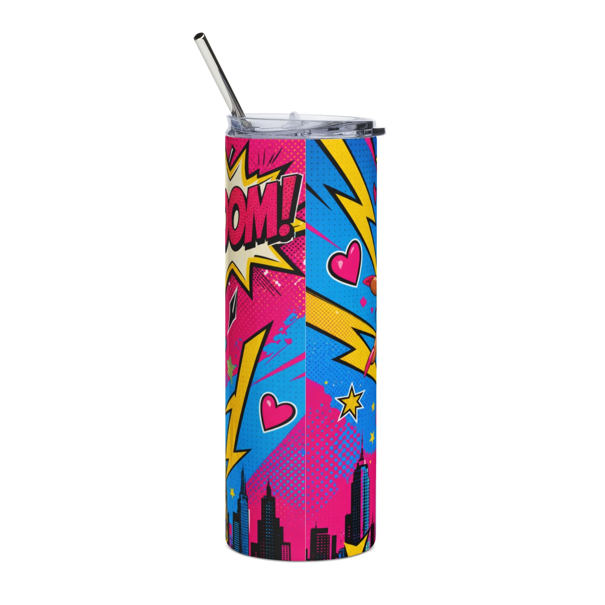 Colorful Pop Art 20oz Stainless Steel Tumbler — Rebel Girl Design Insulated Gift Travel Cup for Women