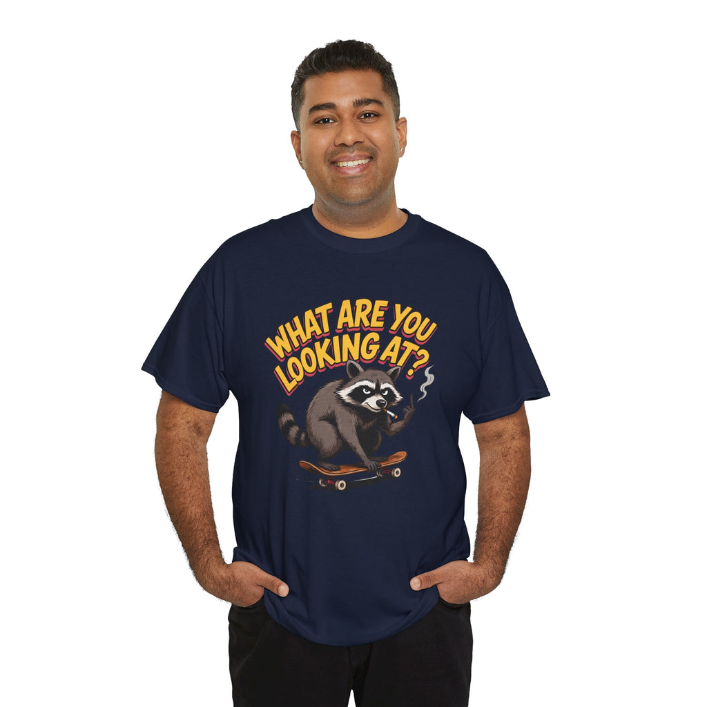 Funny Raccoon Graphic T-Shirt — What Are You Looking At Skater Humor Gift Tee