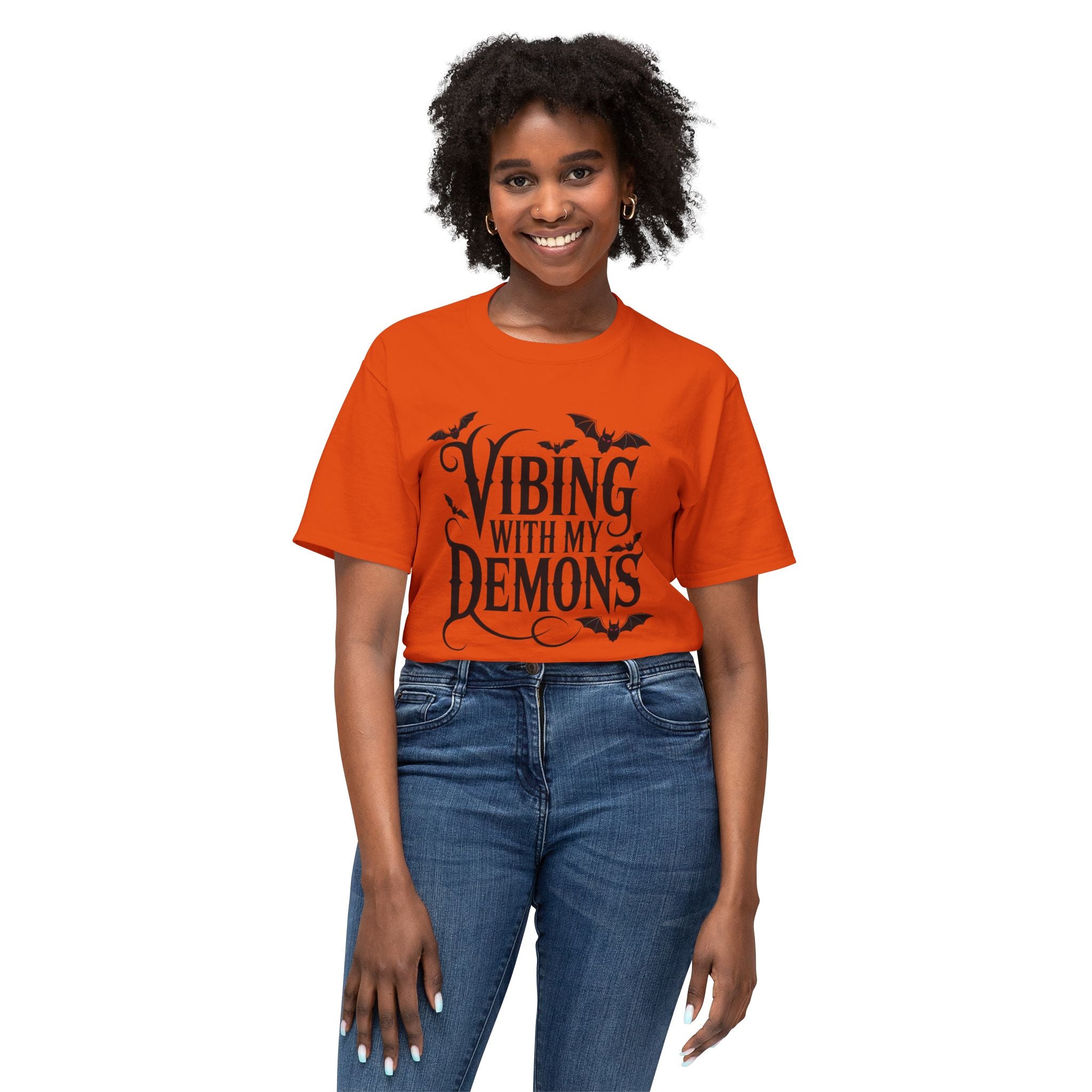 Funny Gothic Halloween T-Shirt — Vibing With My Demons Dark Humor Gift Tee
