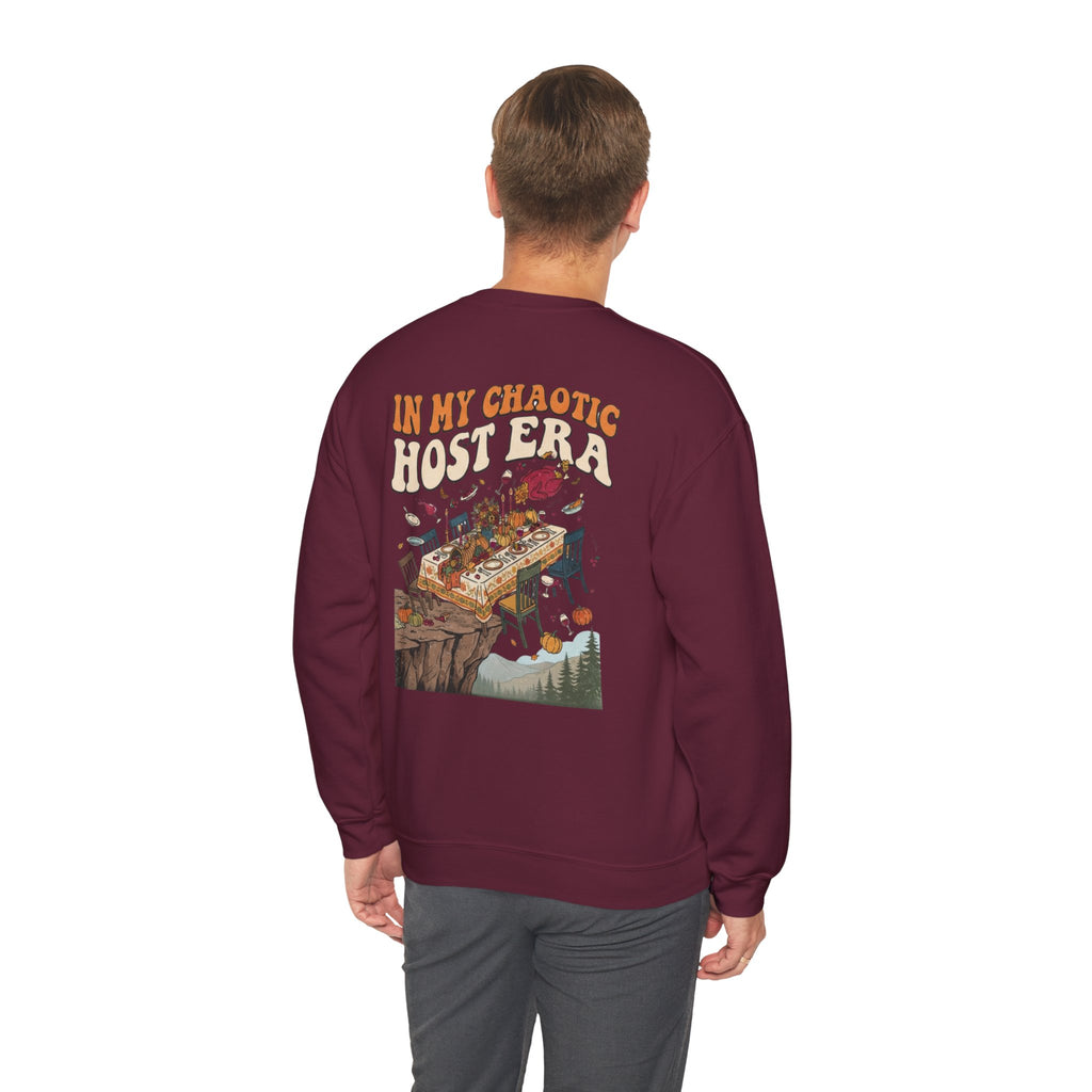 Funny Thanksgiving Crewneck Sweatshirt — My Table Seats 6 My Anxiety Seats 12 Chaotic Host Gift Pullover