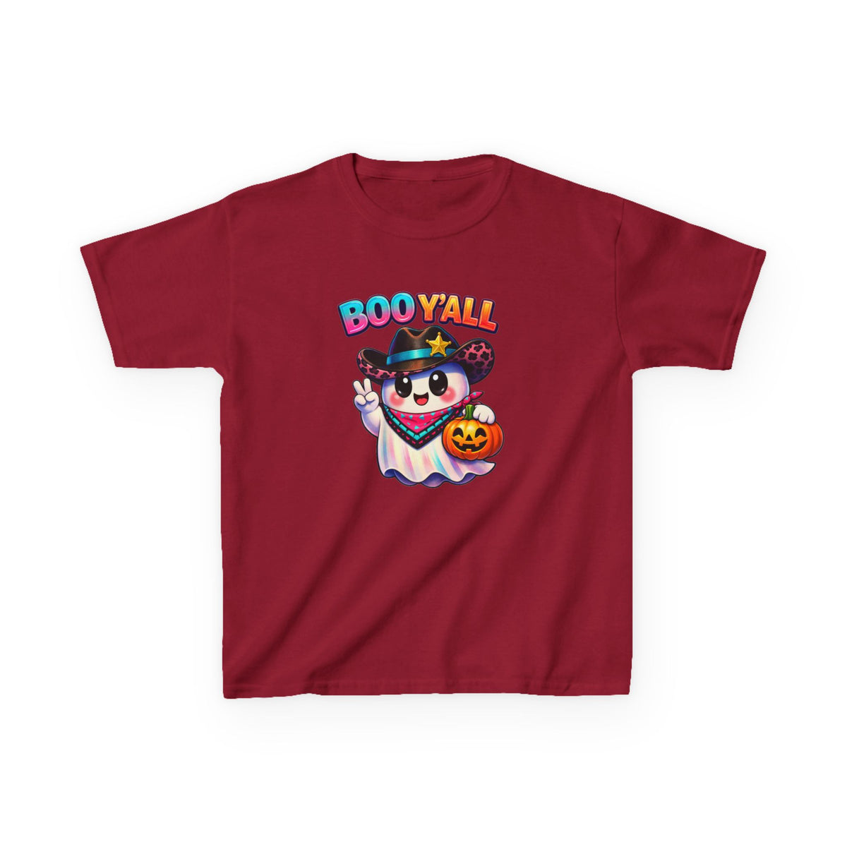 Kids Tee — 'Boo Y'all' Ghost Cowboy Halloween Shirt