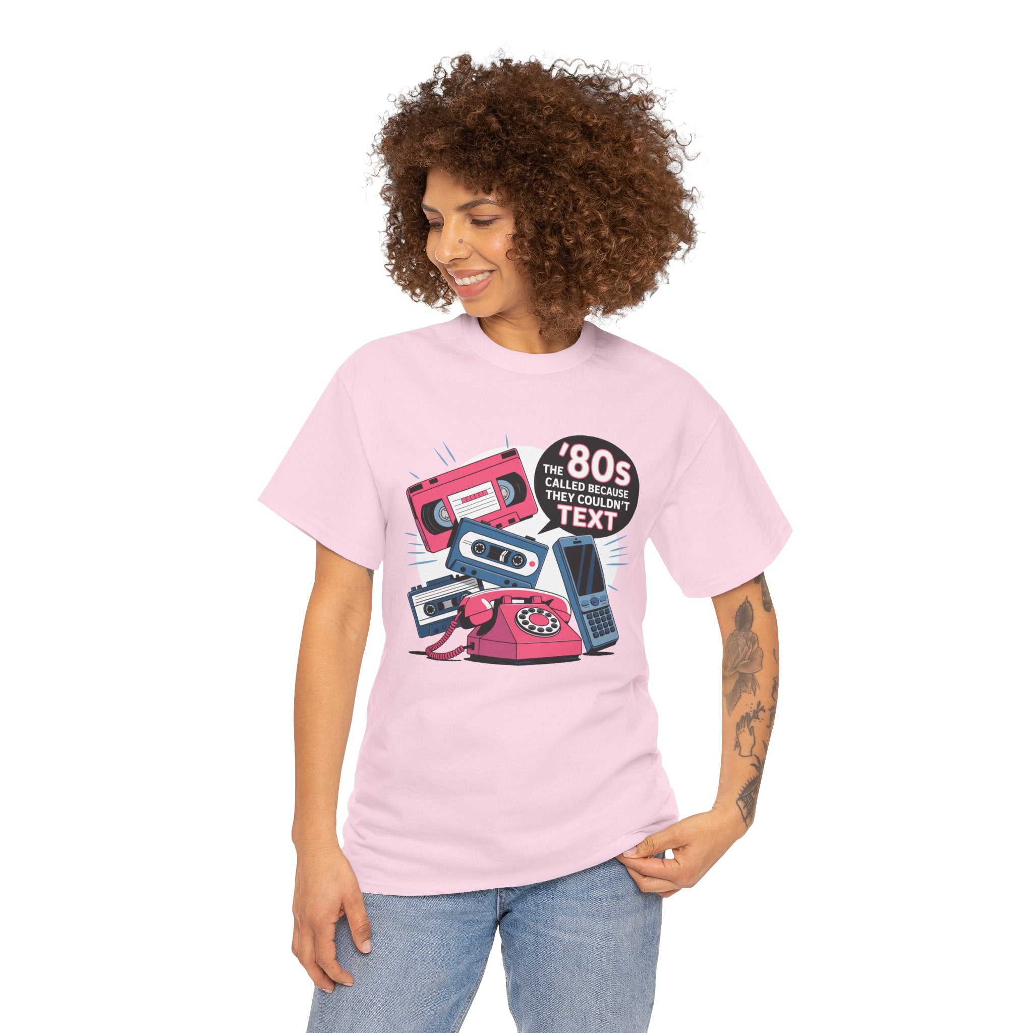 '80s Retro Phones Tee – Vintage Rotary, Cassette & Brick Cell Graphic T-Shirt
