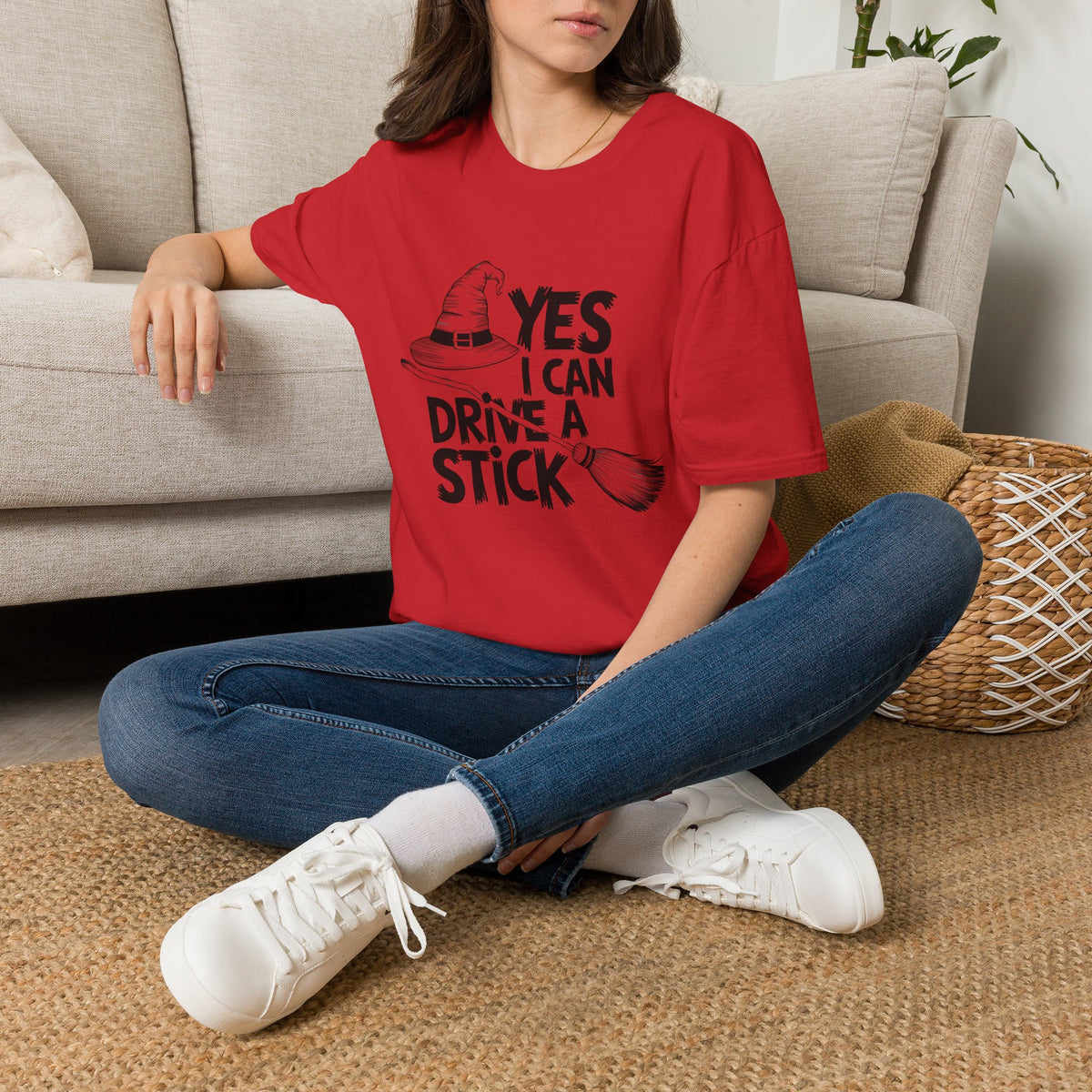 Witch Hat Tee - "Yes I Can Drive a Stick" Halloween T-Shirt