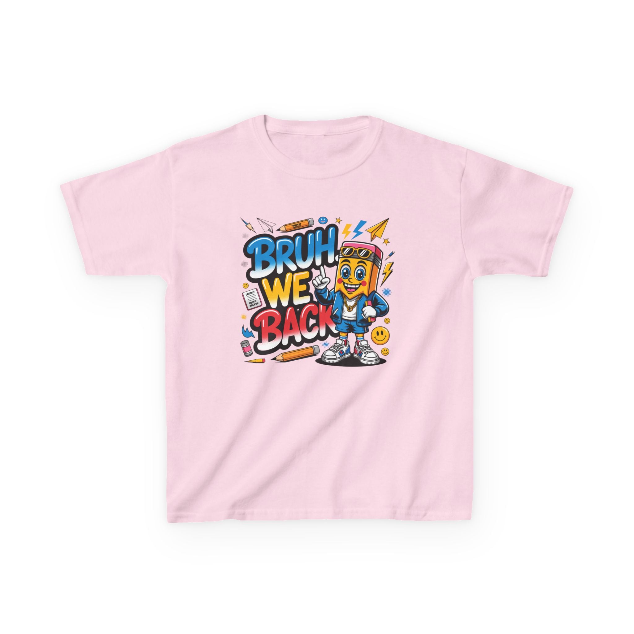 Kids T-Shirt — "Bruh We Back" Cartoon Graphic Tee