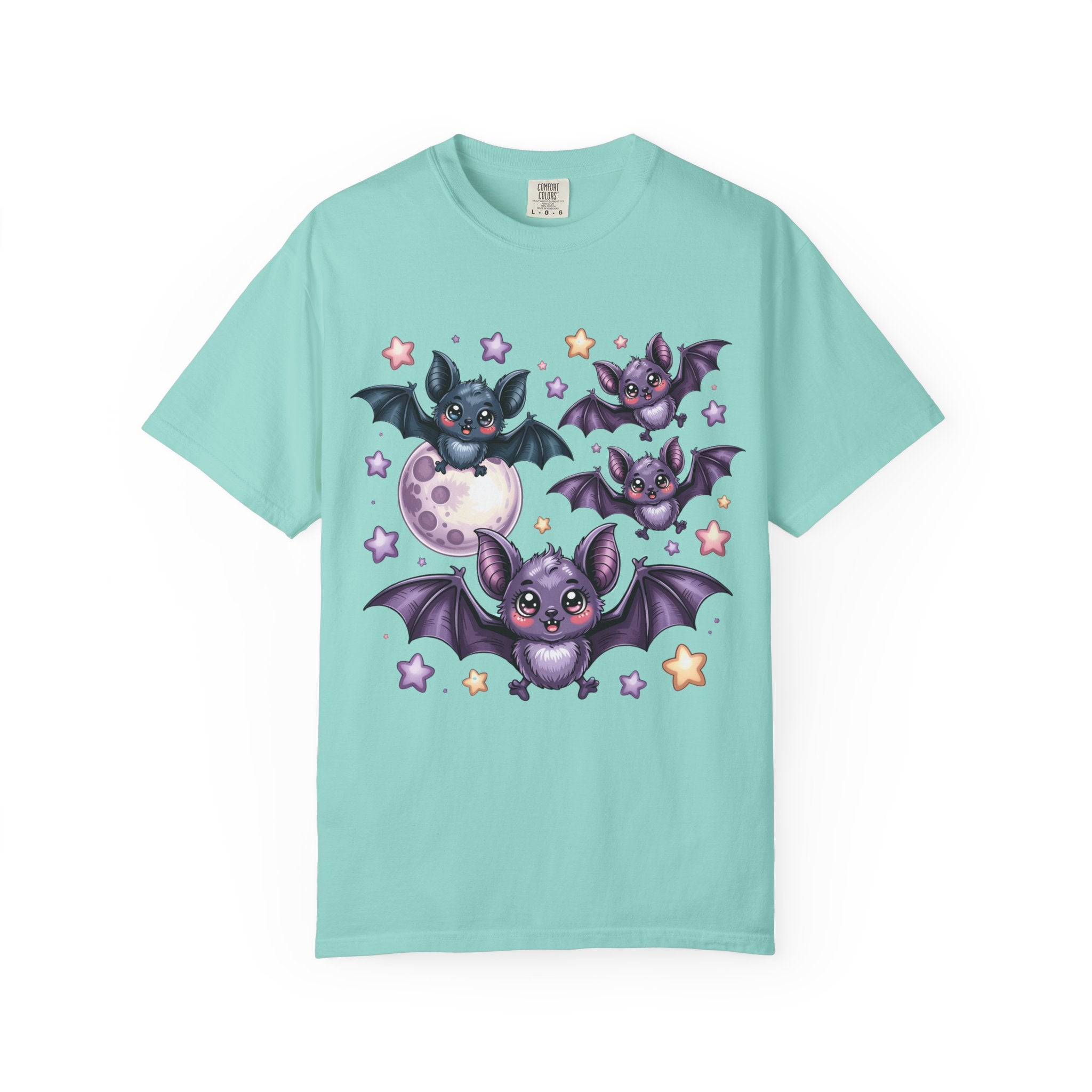 Cute Purple Bats T-Shirt — Kawaii Night Moon & Stars Tee