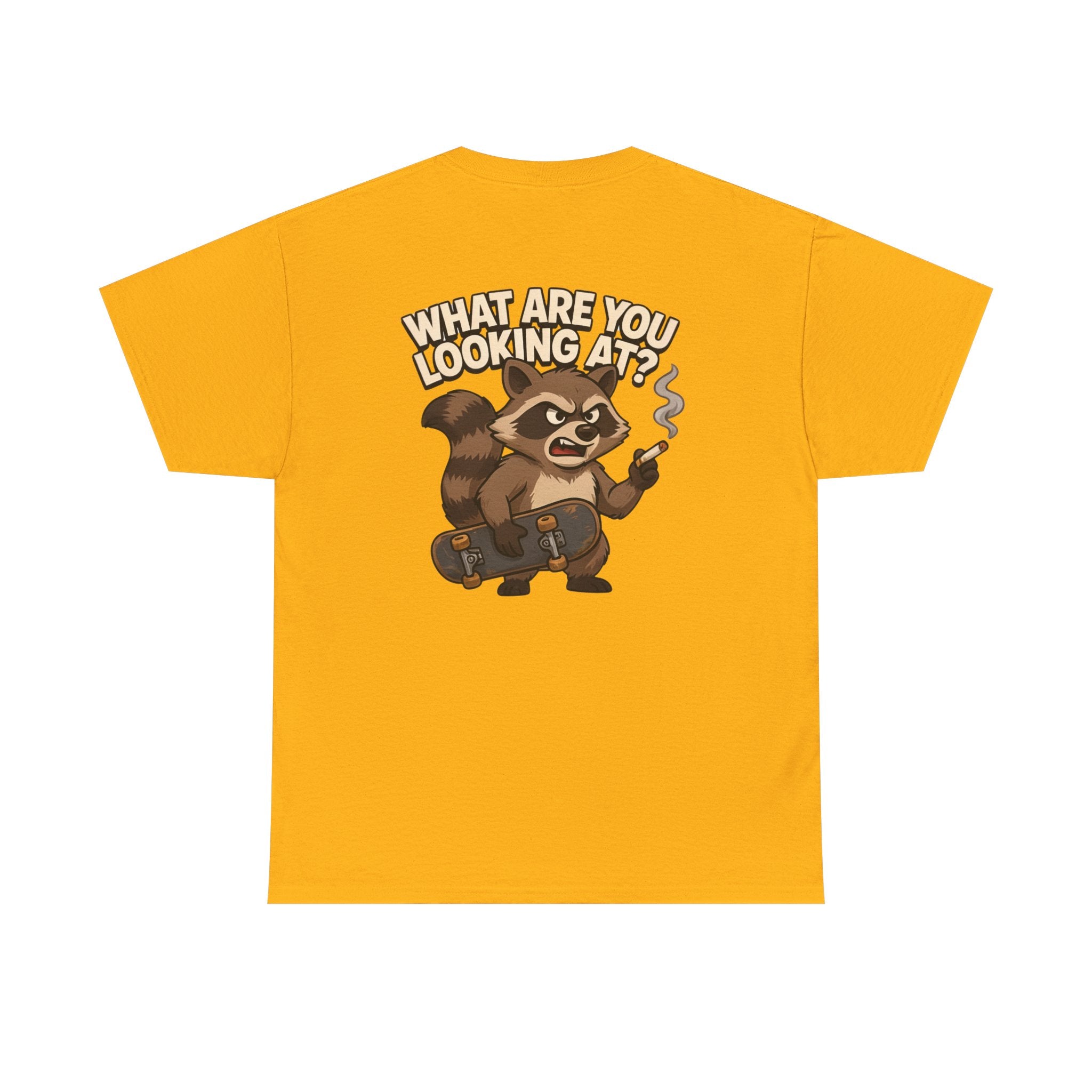 Graphic Tee — "What Are You Looking At?" Raccoon Illustration T-Shirt