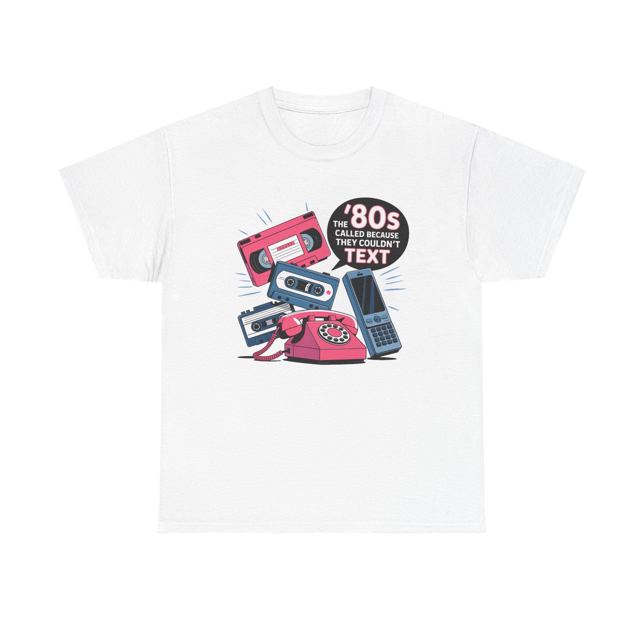 '80s Retro Phones Tee – Vintage Rotary, Cassette & Brick Cell Graphic T-Shirt