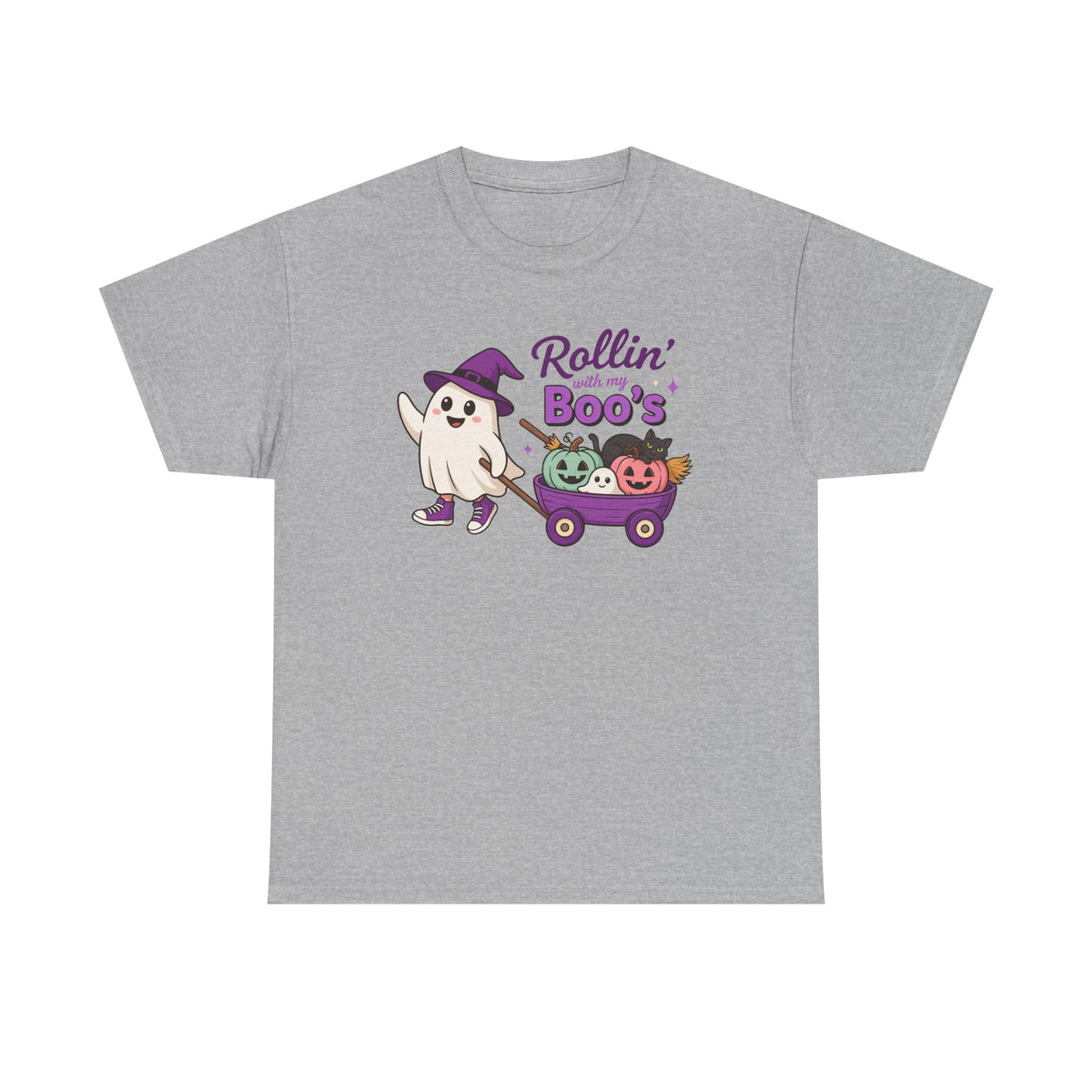 Rollin' Boo's Halloween Tee — Cute Ghost Wagon Pumpkin Kids Shirt