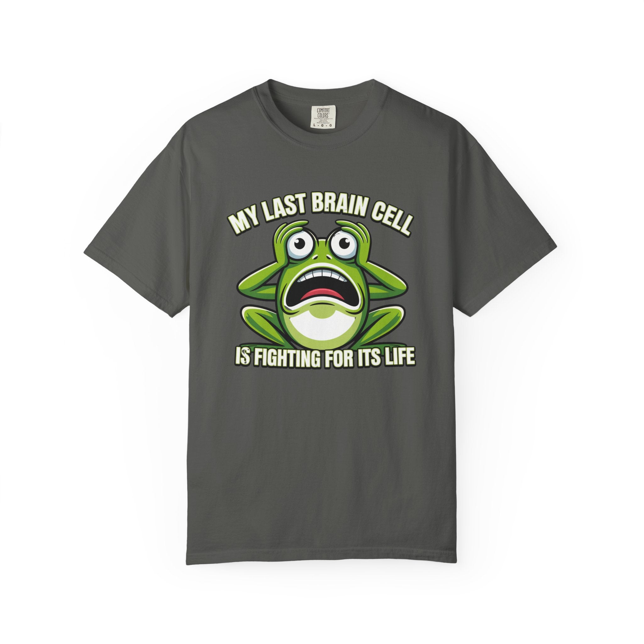 Funny Frog Graphic T-Shirt — My Last Brain Cell Is Fighting For Its Life Humor Gift Tee for Women
