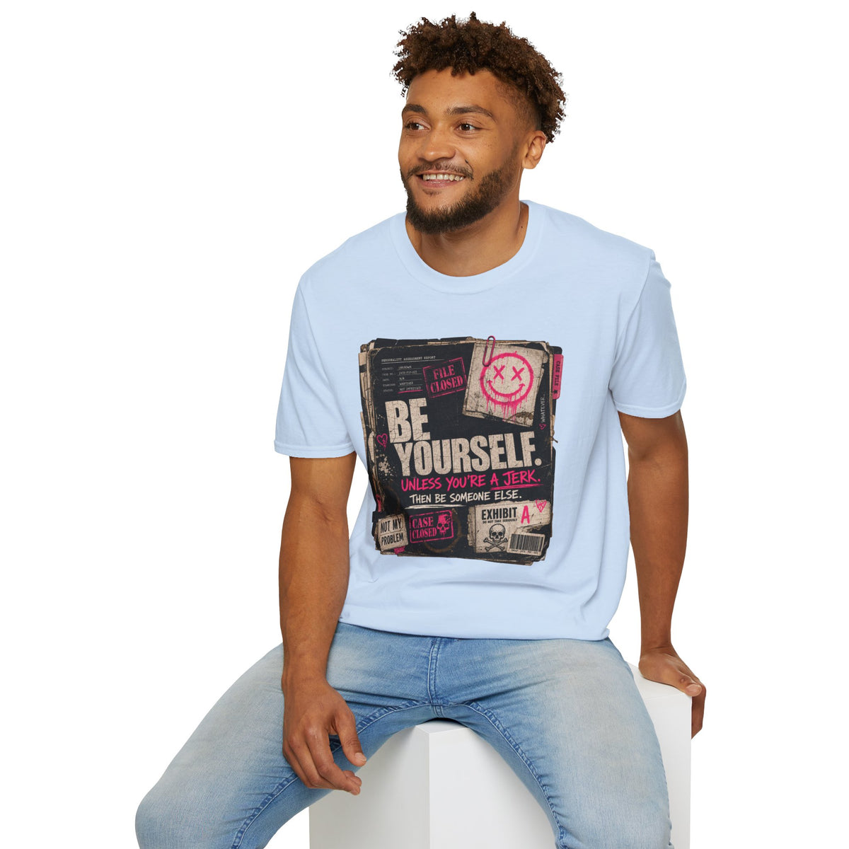 T‑Shirt — 'Be Yourself' Vintage Grunge Graphic Tee (Be Yourself, Unless You’re a Jerk)