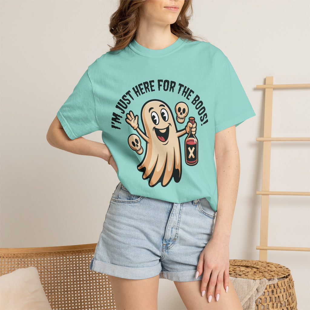 Halloween Ghost T‑Shirt — "I'm Just Here for the Boos!" Funny Party Tee