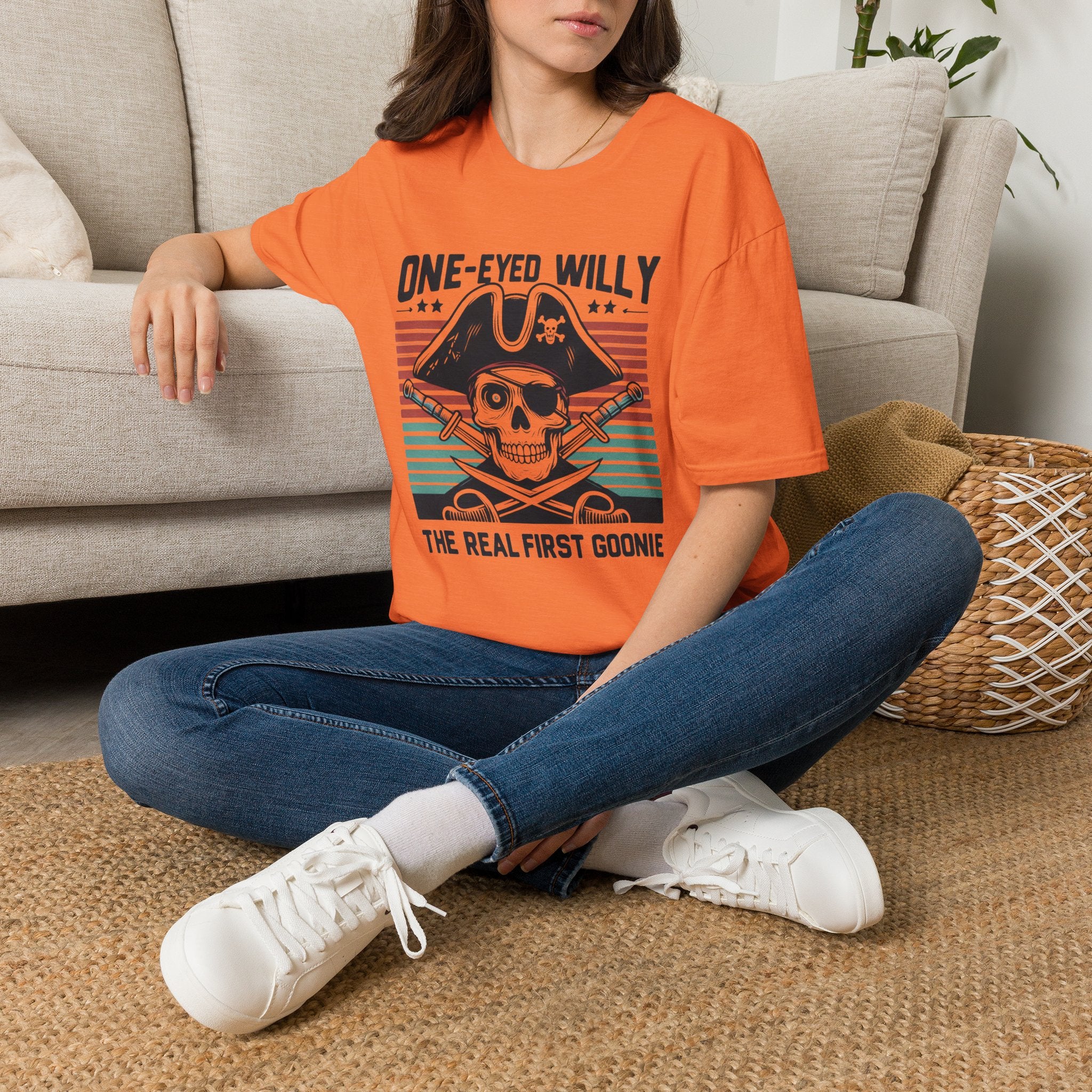 One-Eyed Willy Skull T-Shirt — Vintage Pirate 'The Real First Goonie' Tee