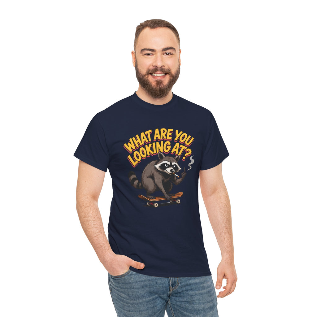 Funny Raccoon Graphic T-Shirt — What Are You Looking At Skater Humor Gift Tee