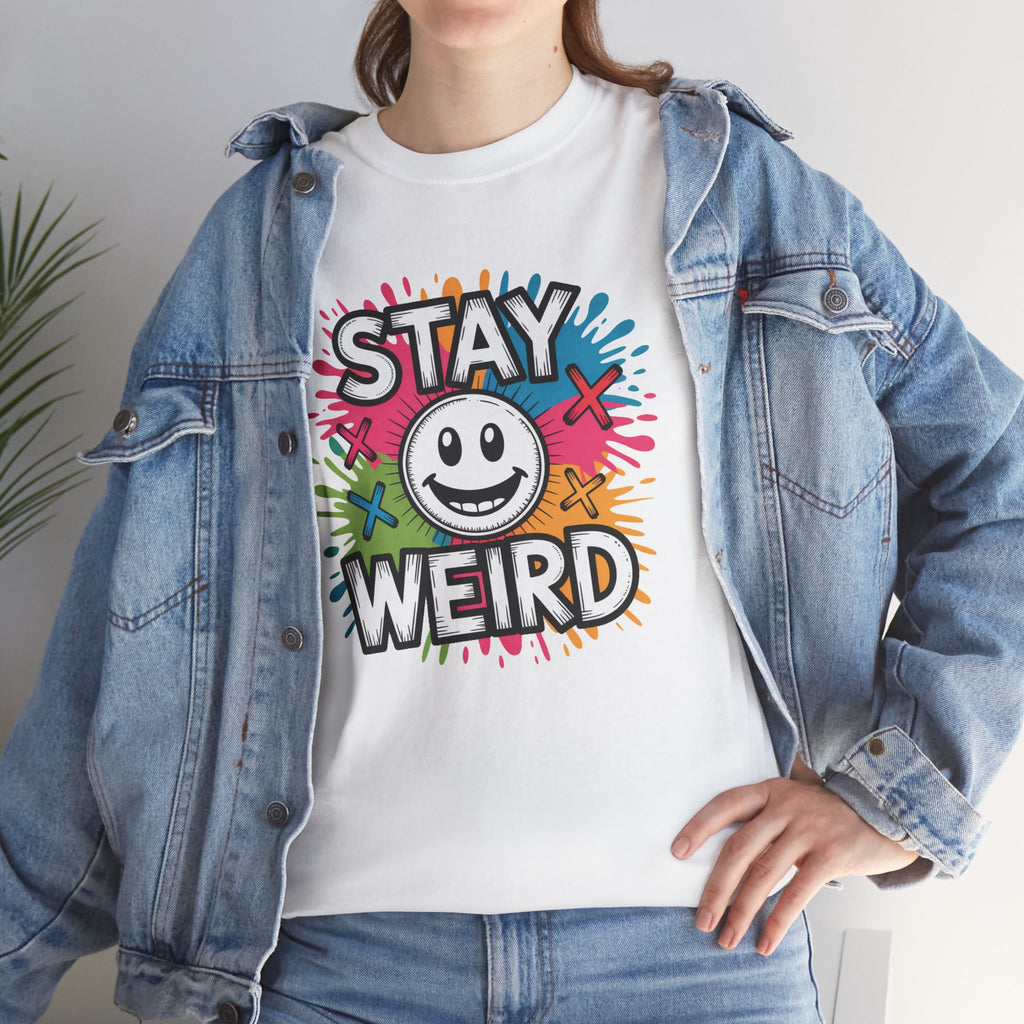 Stay Weird T-Shirt – Colorful Smiley Graphic Tee