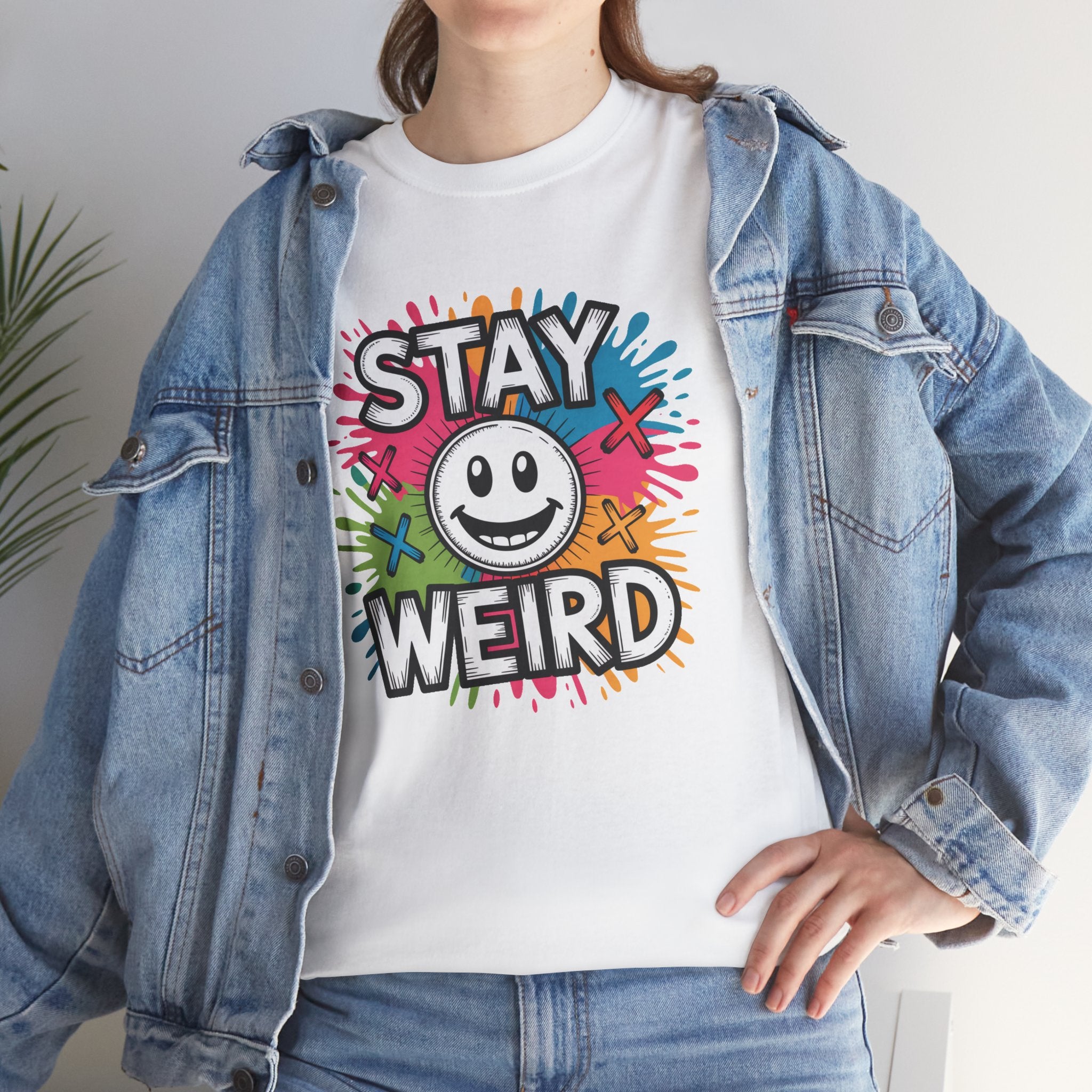 Stay Weird T-Shirt – Colorful Smiley Graphic Tee