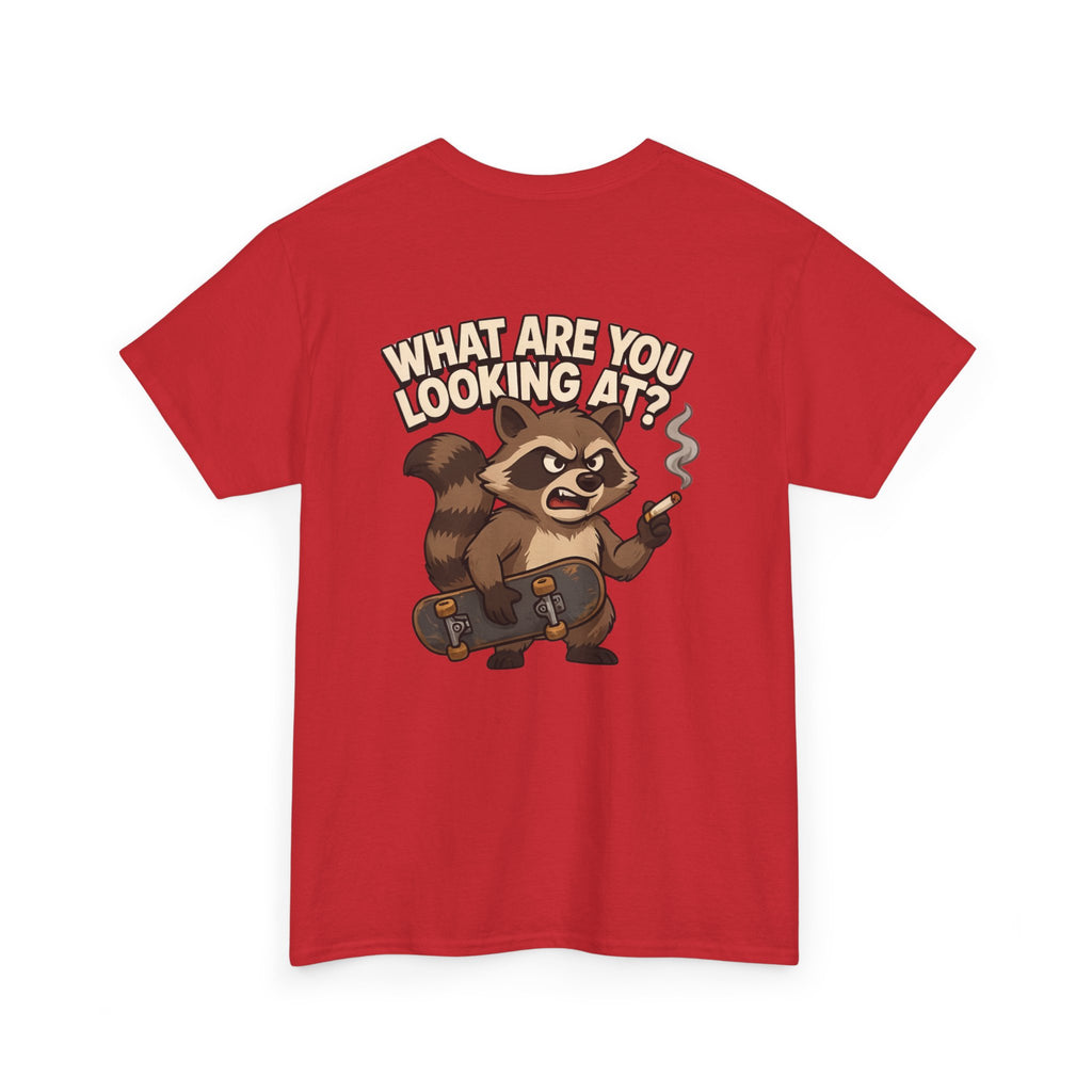 Graphic Tee — "What Are You Looking At?" Raccoon Illustration T-Shirt