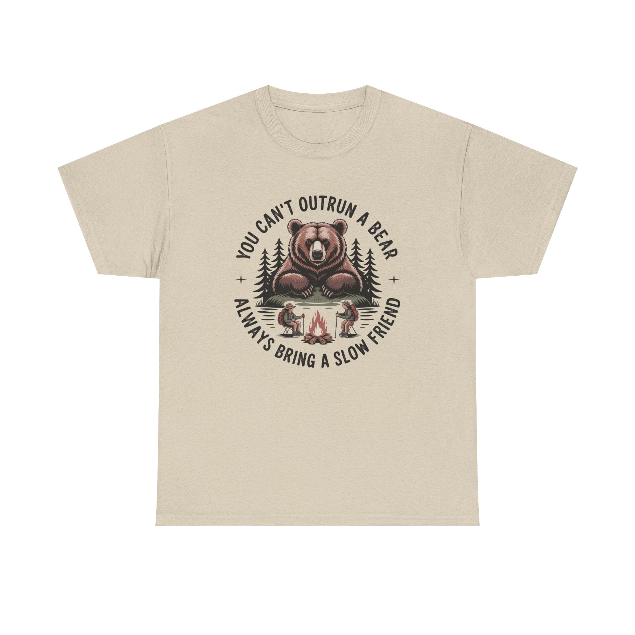 Bear Campfire T‑Shirt — "You Can't Outrun a Bear, Always Bring a Slow Friend" Camping Tee
