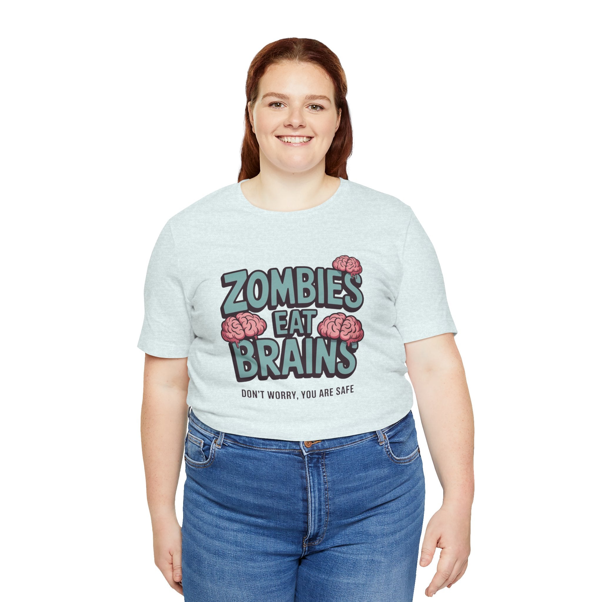Zombies Eat Brains T‑Shirt — Funny Halloween Horror Tee ("Don't Worry, You Are Safe")
