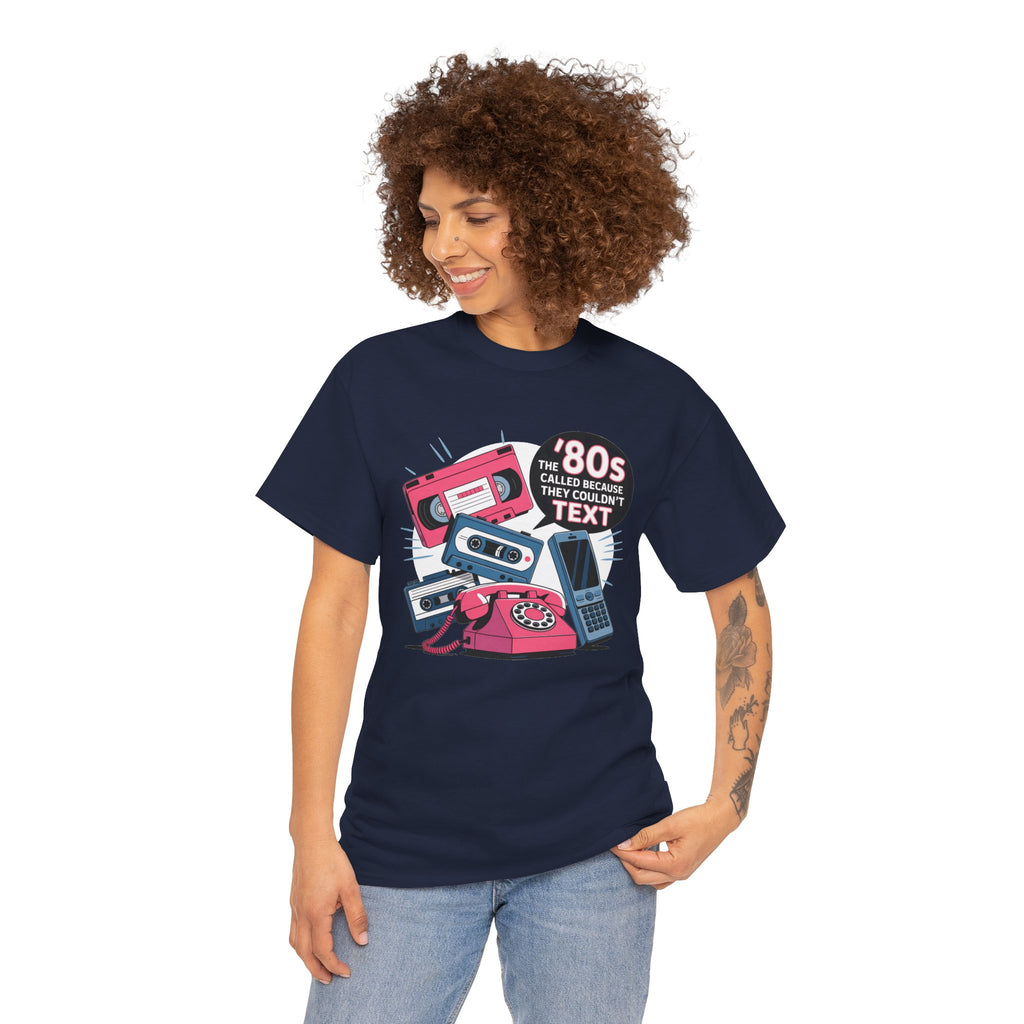 '80s Retro Phones Tee – Vintage Rotary, Cassette & Brick Cell Graphic T-Shirt
