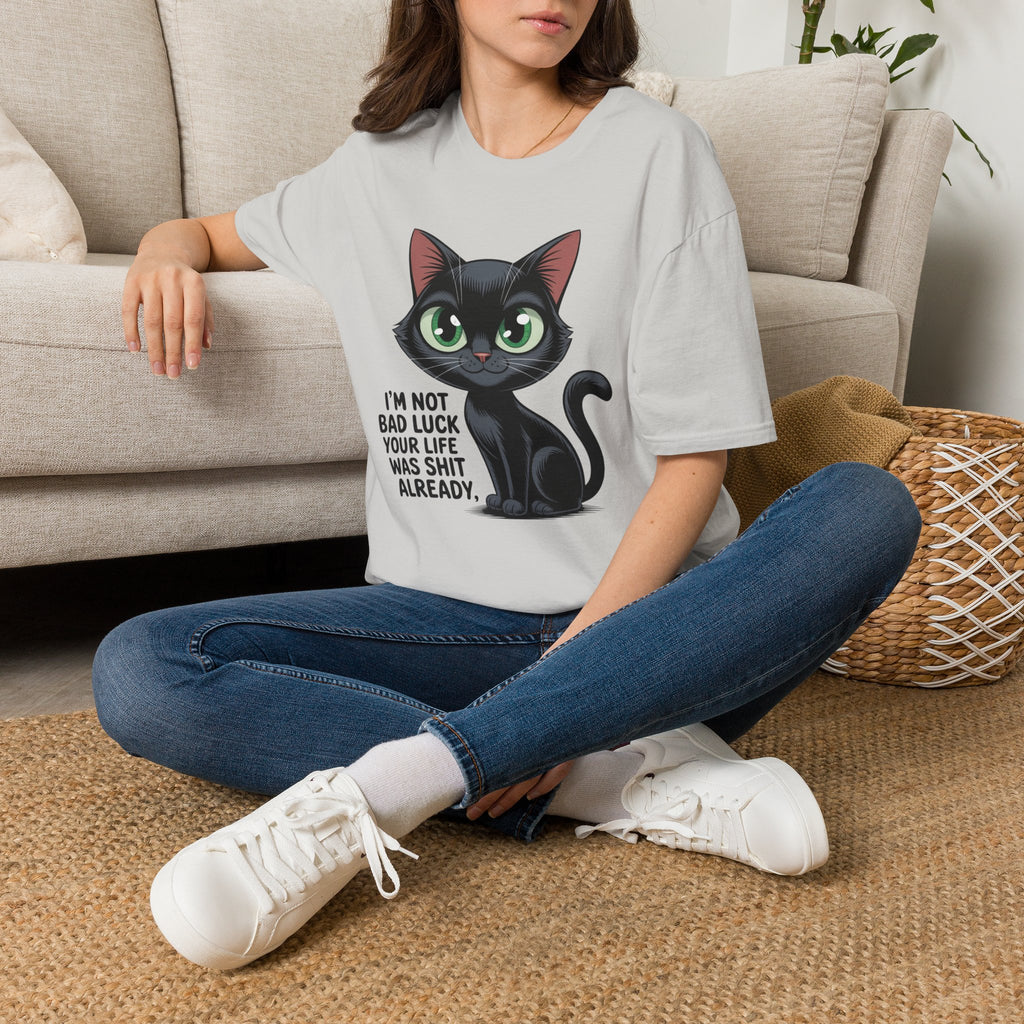 Funny Black Cat T-Shirt — I'm Not Bad Luck Dark Humor Gift Tee for Cat Lovers