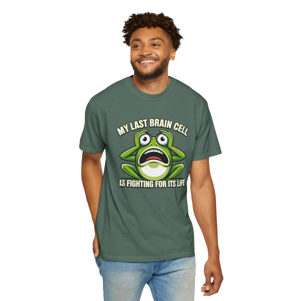 Funny Frog Graphic T-Shirt — My Last Brain Cell Is Fighting For Its Life Humor Gift Tee for Women
