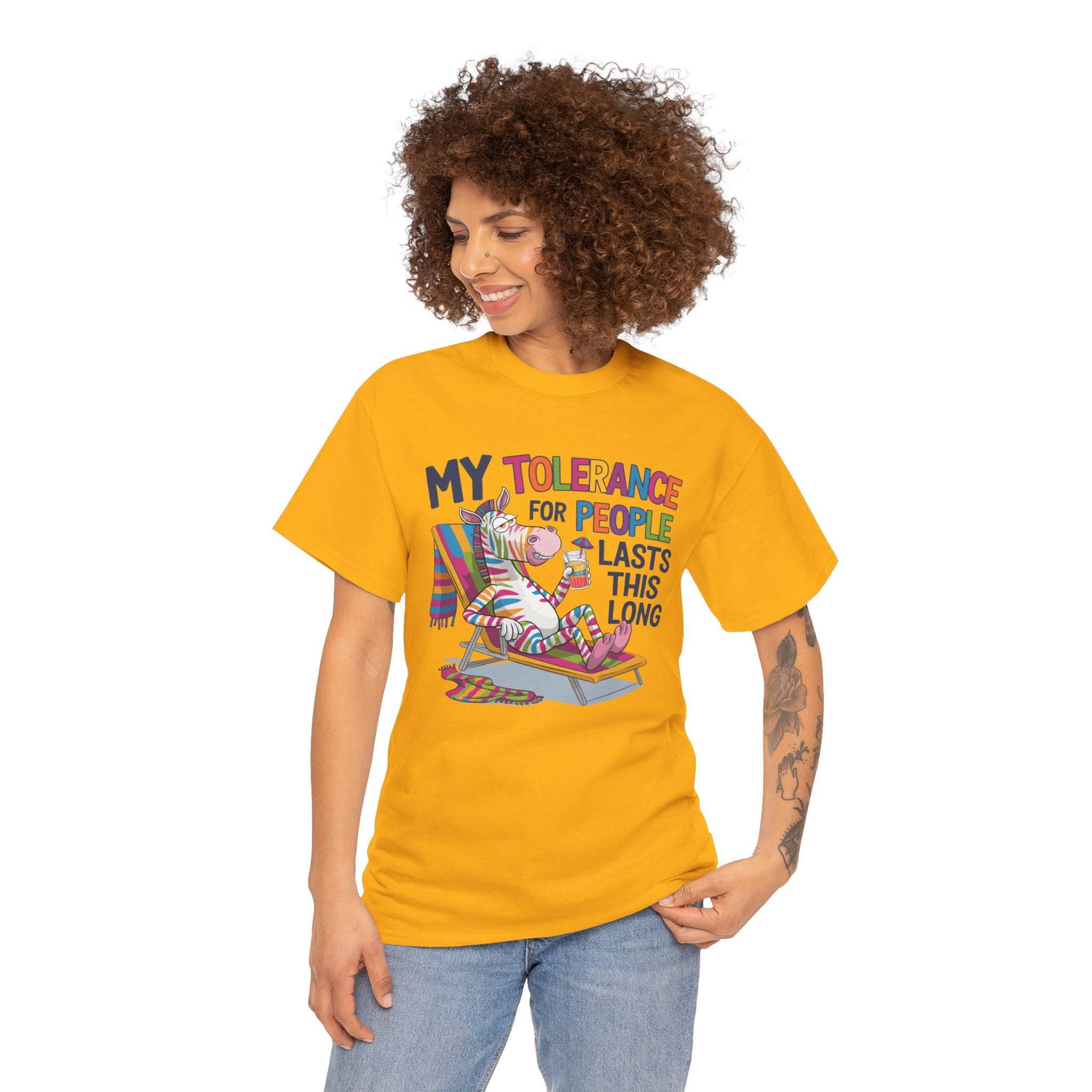 Funny Unicorn T-Shirt — “My Tolerance for People Lasts This Long” Graphic Tee