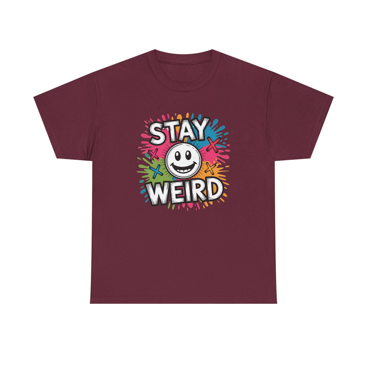 Stay Weird T-Shirt – Colorful Smiley Graphic Tee
