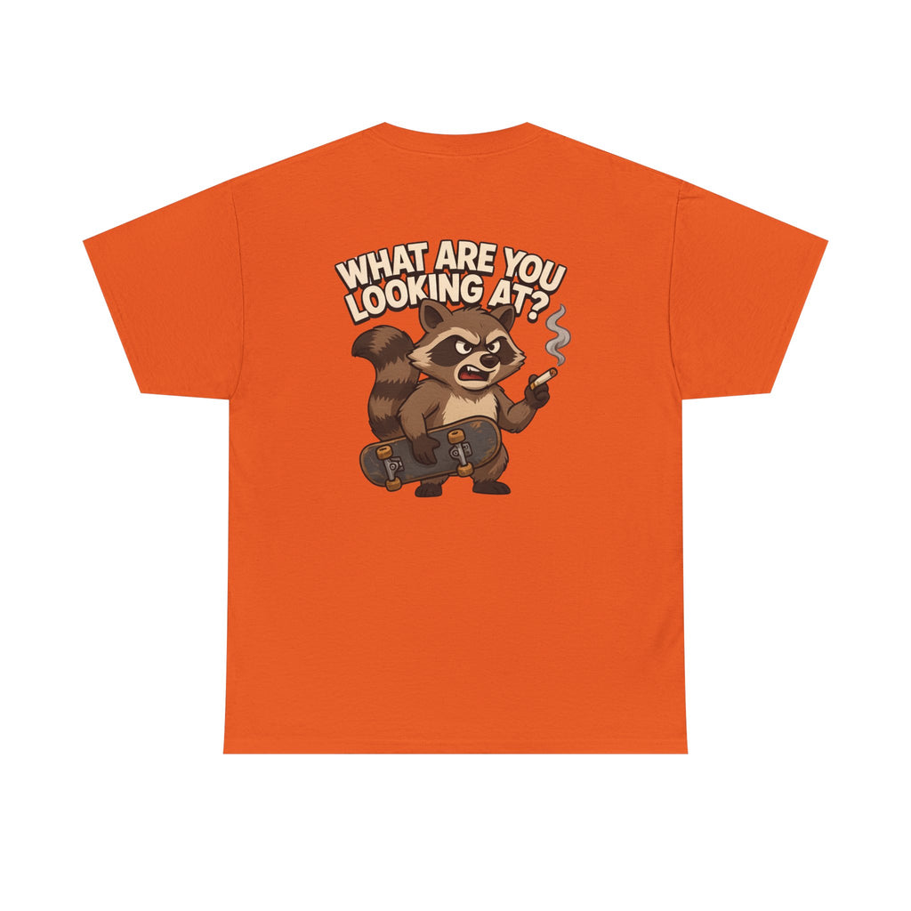 Graphic Tee — "What Are You Looking At?" Raccoon Illustration T-Shirt