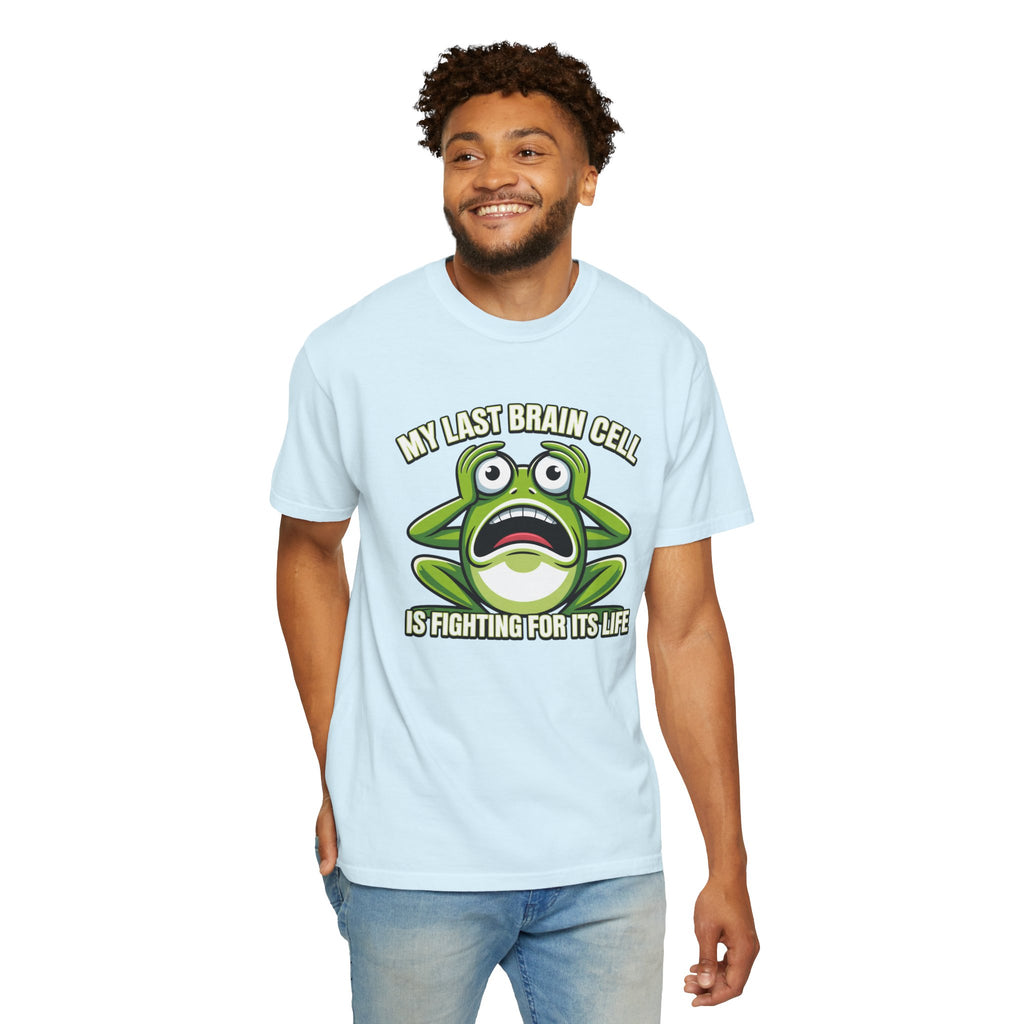 Funny Frog Graphic T-Shirt — My Last Brain Cell Is Fighting For Its Life Humor Gift Tee for Women