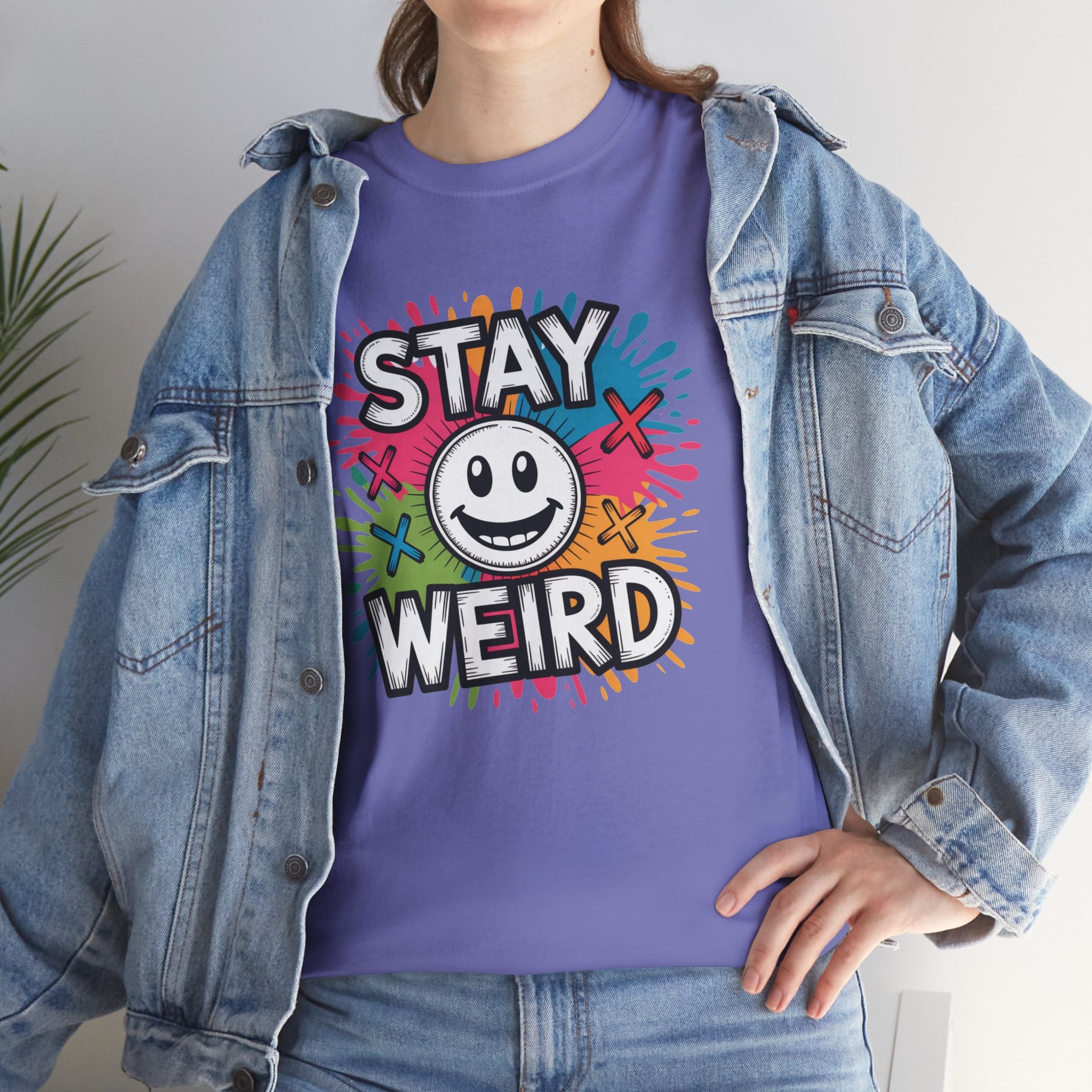 Stay Weird T-Shirt – Colorful Smiley Graphic Tee