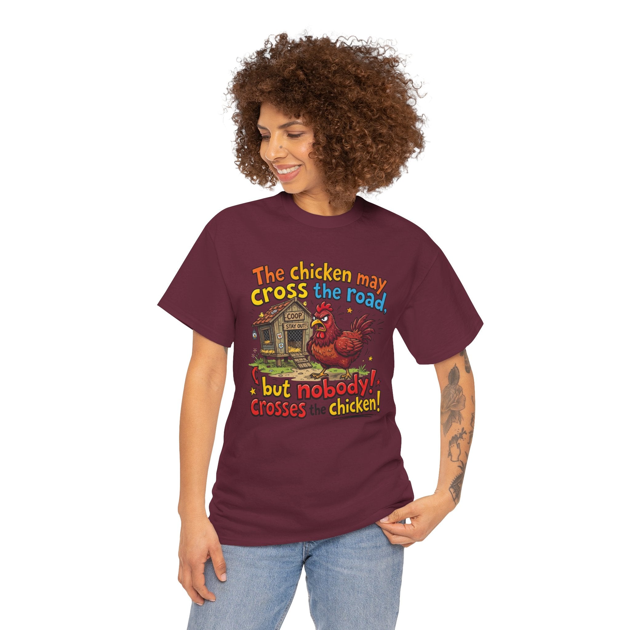 Funny Chicken Graphic T-Shirt — Nobody Crosses the Chicken Humor Gift Tee
