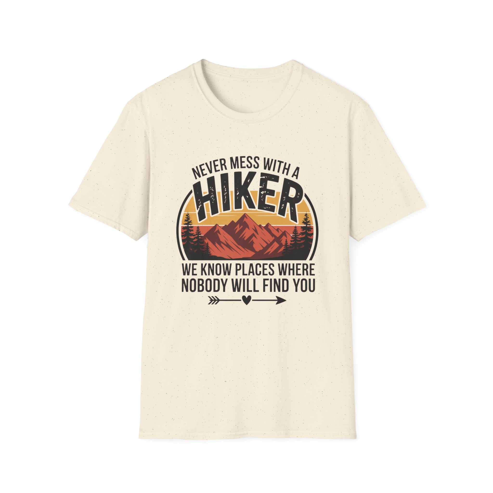 Hiker T-Shirt — "Never Mess With a Hiker" Mountain Sunset Tee