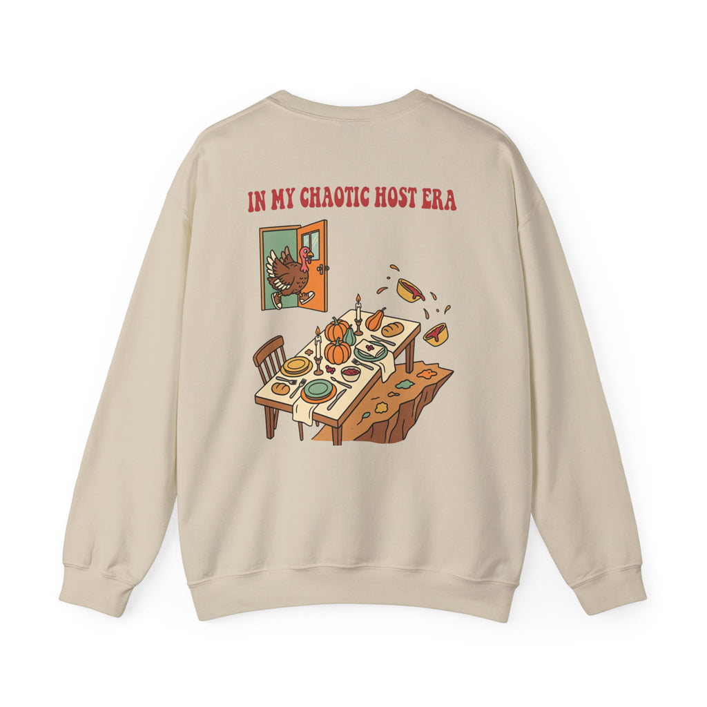 Funny Thanksgiving Host Crewneck Sweatshirt — My Table Seats 6 My Anxiety Seats 12 Gift Pullover
