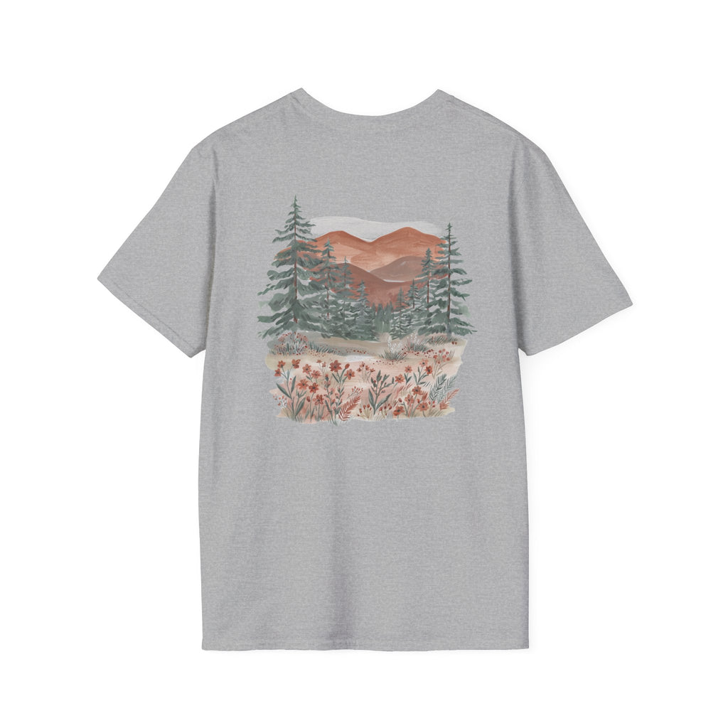 Floral Corner Tee — Minimal Wildflower Pocket T‑Shirt