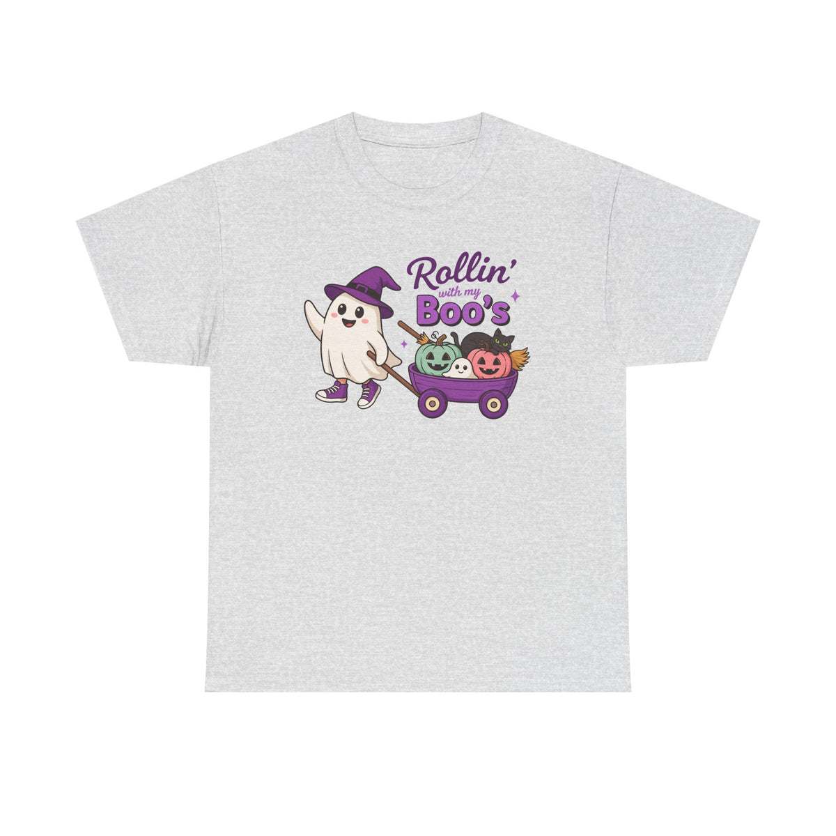 Rollin' Boo's Halloween Tee — Cute Ghost Wagon Pumpkin Kids Shirt
