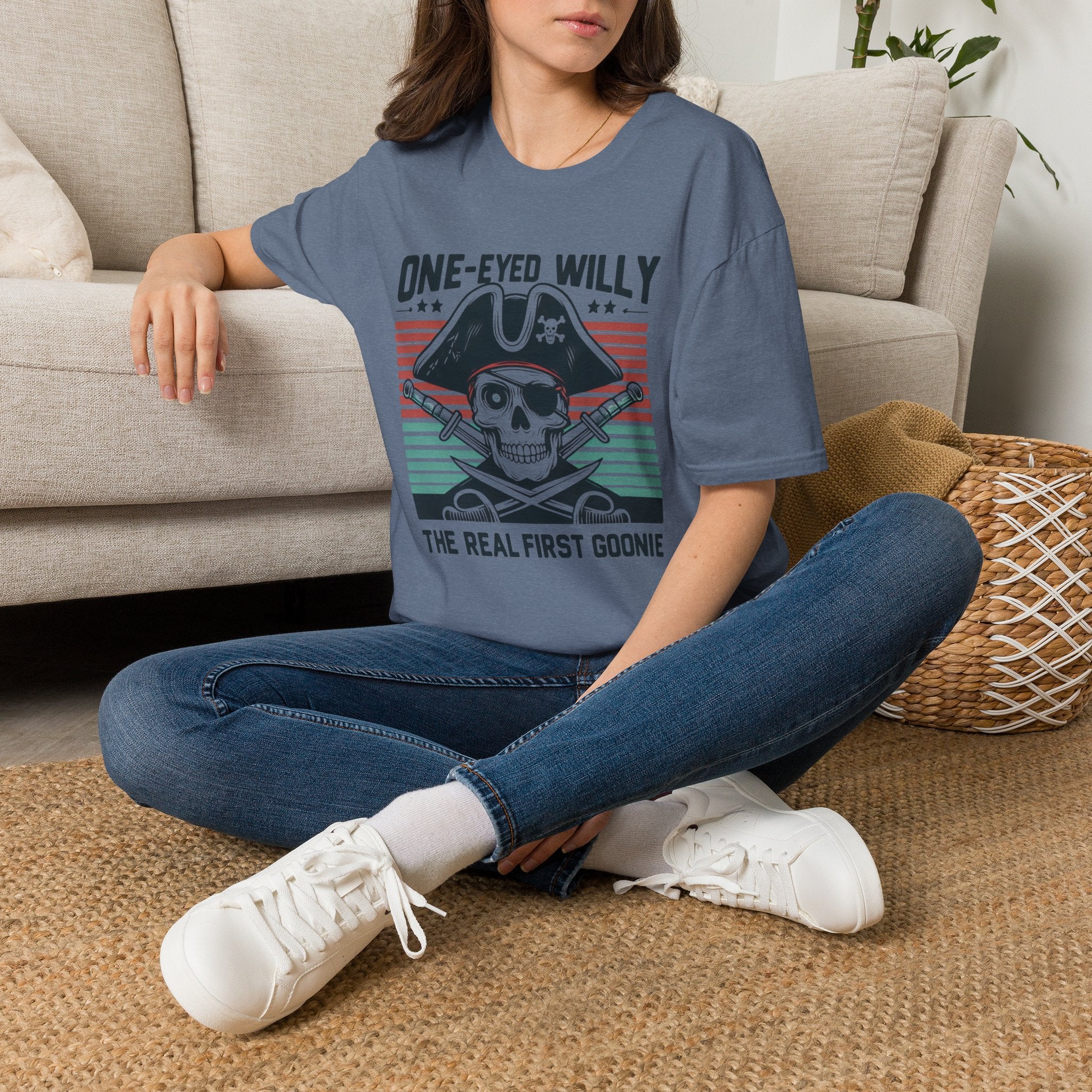 One-Eyed Willy Skull T-Shirt — Vintage Pirate 'The Real First Goonie' Tee