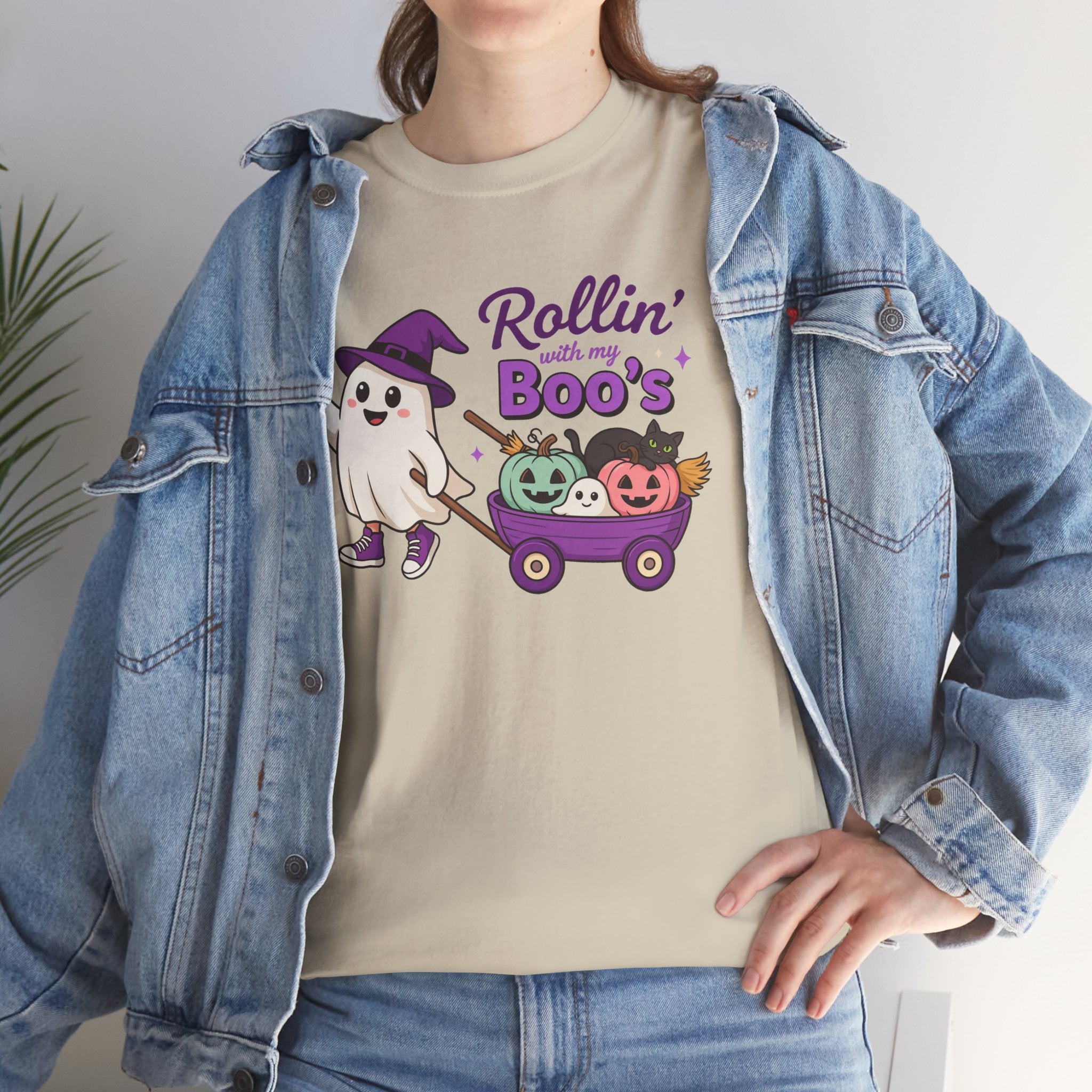 Rollin' Boo's Halloween Tee — Cute Ghost Wagon Pumpkin Kids Shirt