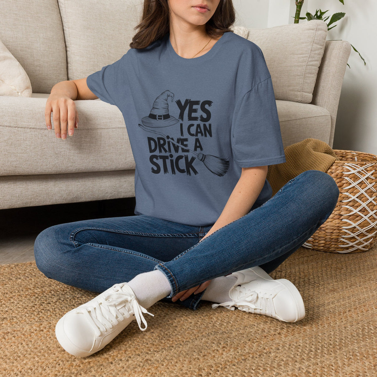 Witch Hat Tee - "Yes I Can Drive a Stick" Halloween T-Shirt