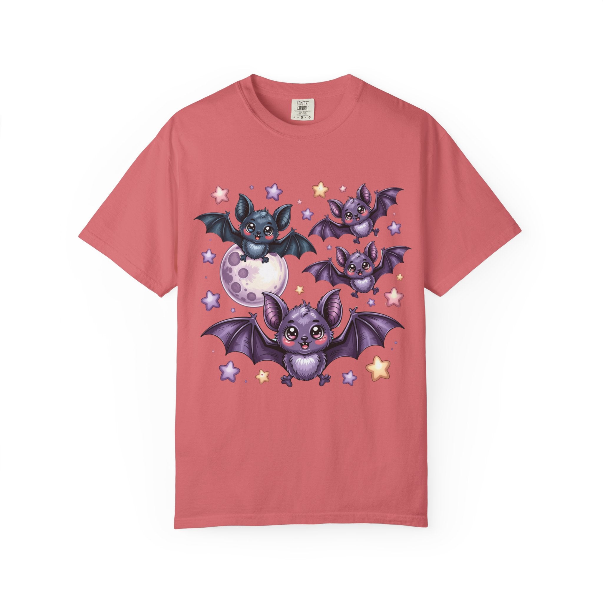 Cute Purple Bats T-Shirt — Kawaii Night Moon & Stars Tee