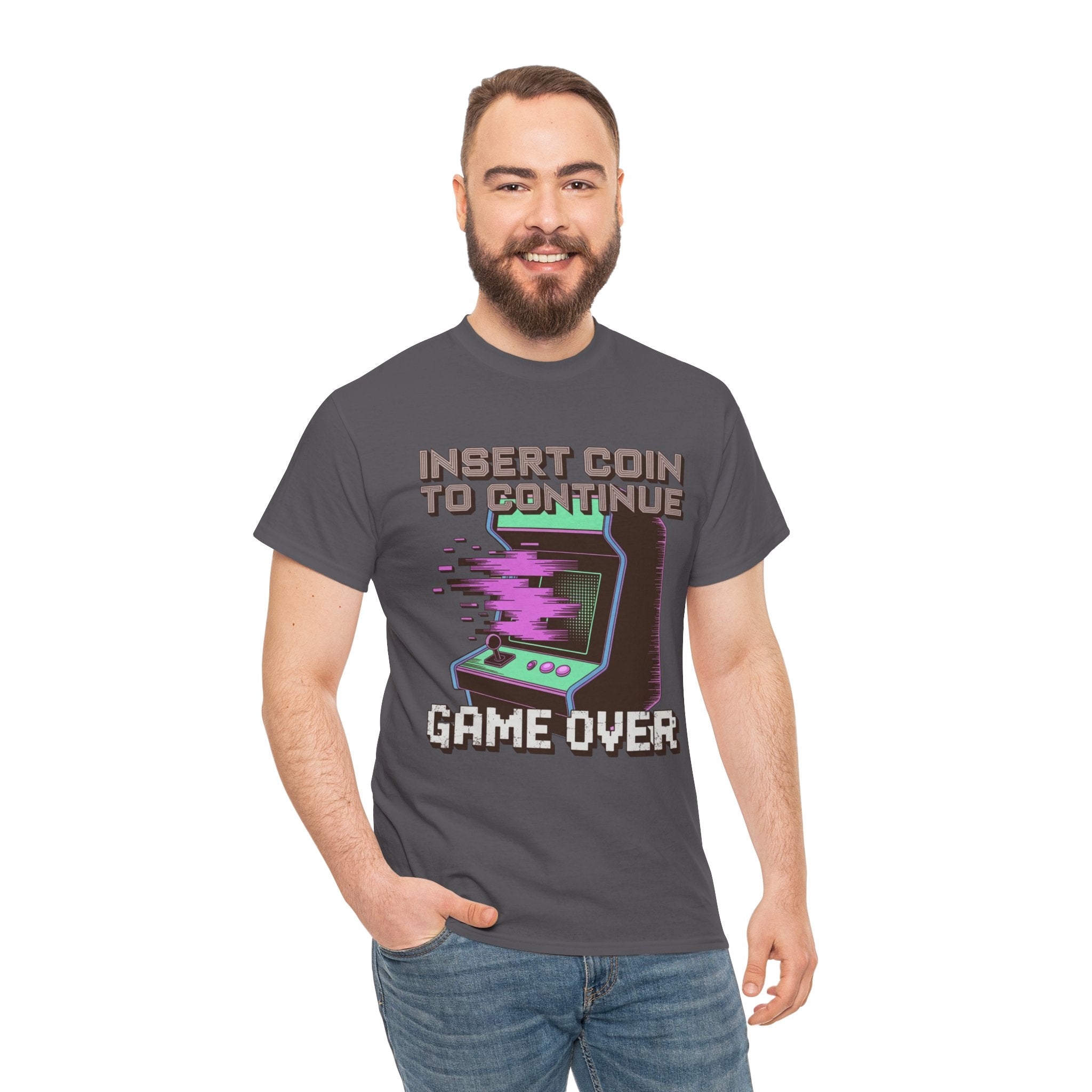 Funny Gamer T-Shirt — Insert Coin to Continue Retro Arcade Gift Tee for Men Women