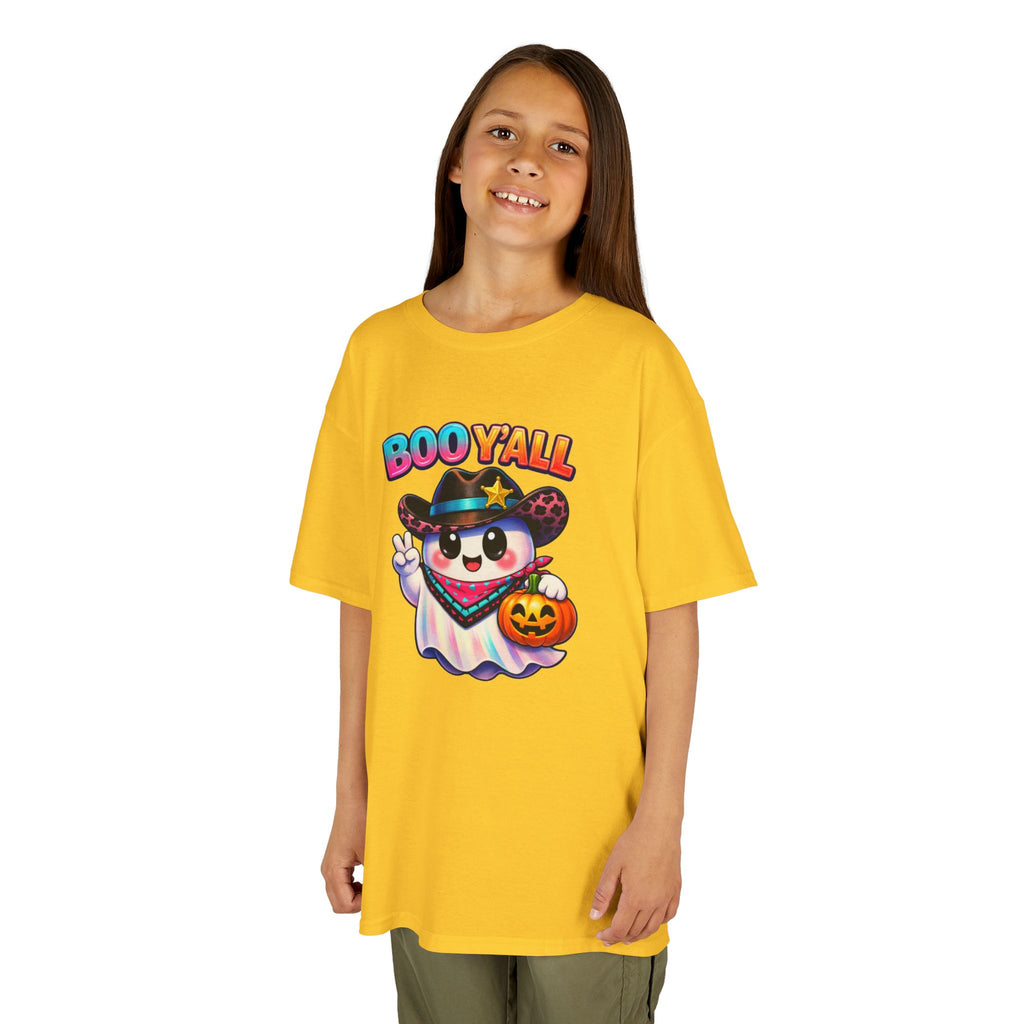 Kids Tee — 'Boo Y'all' Ghost Cowboy Halloween Shirt
