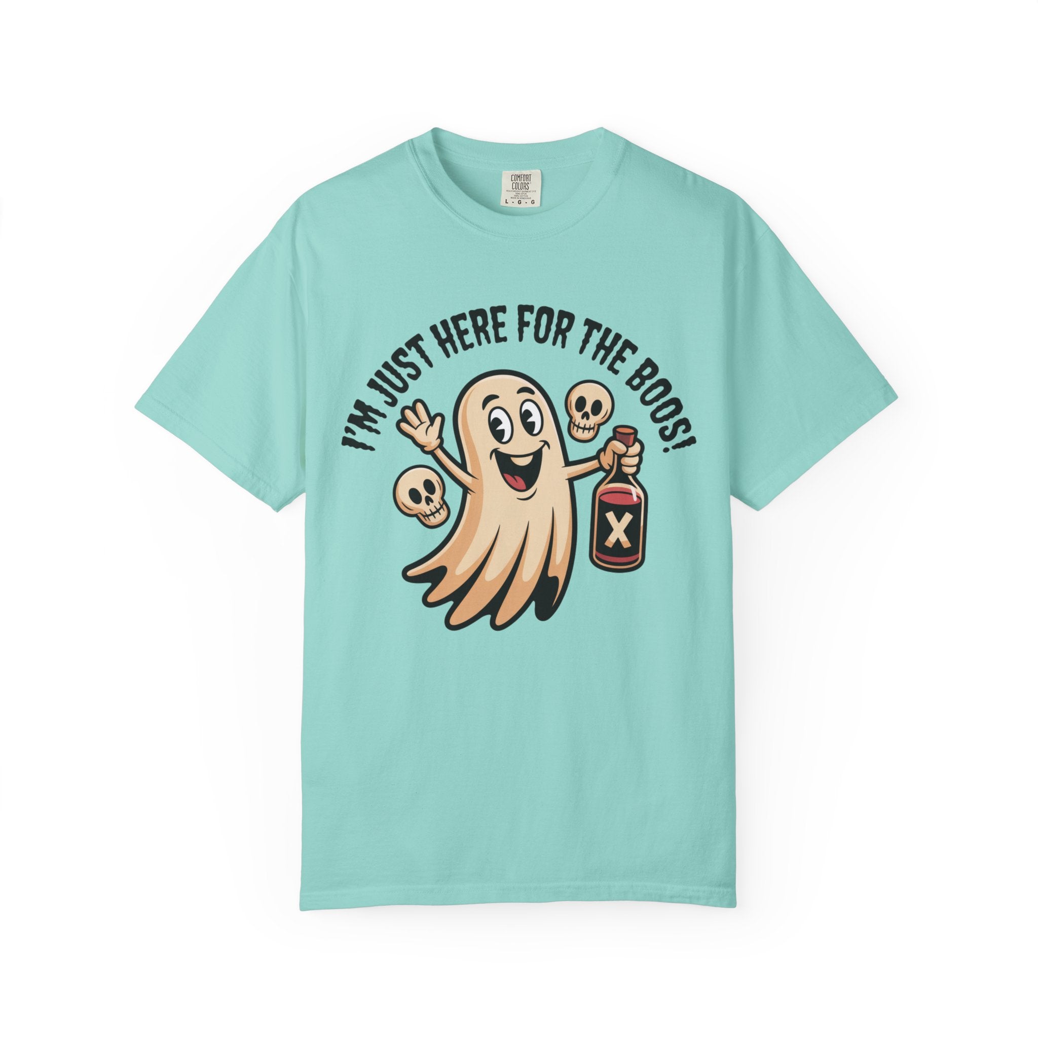 Halloween Ghost T‑Shirt — "I'm Just Here for the Boos!" Funny Party Tee