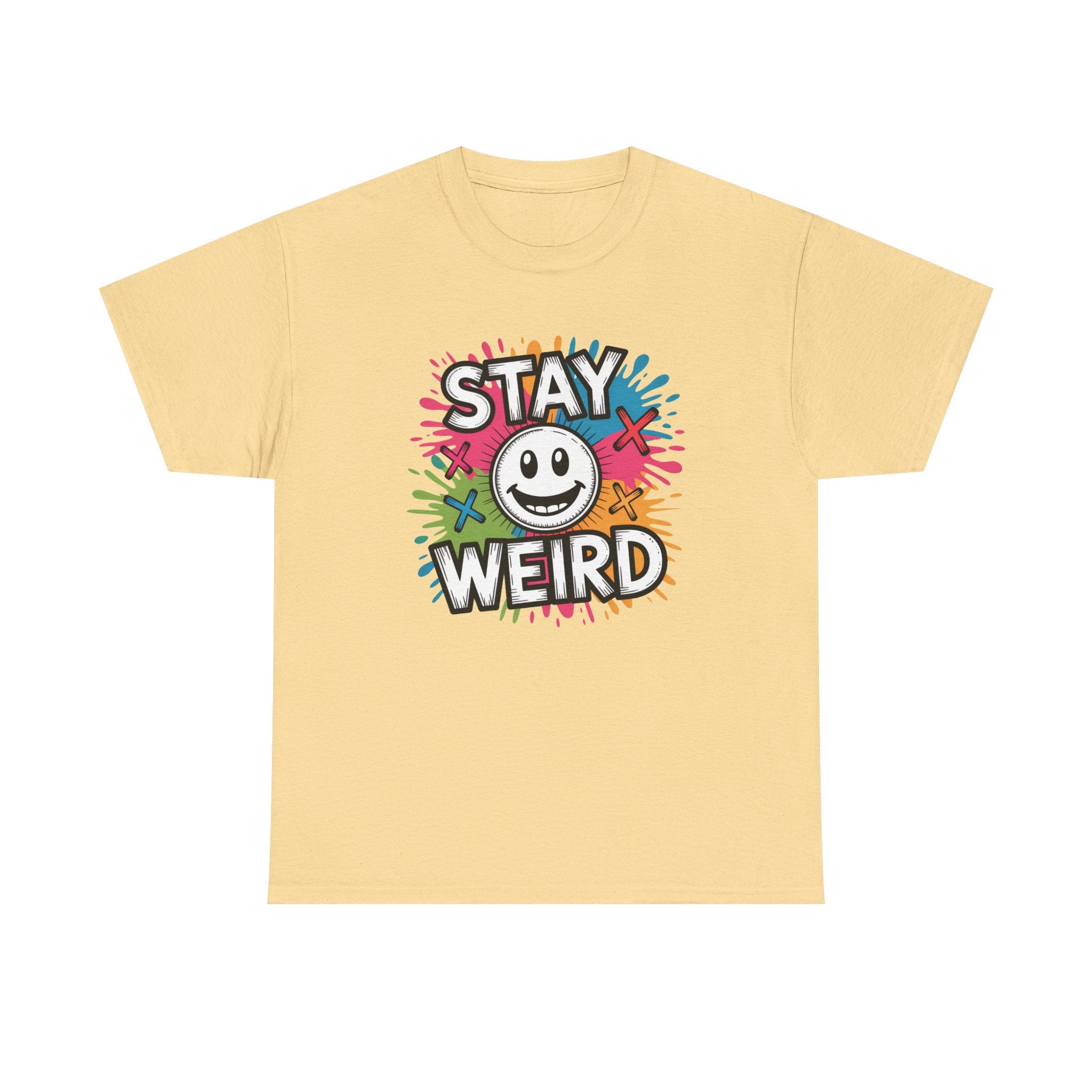 Stay Weird T-Shirt – Colorful Smiley Graphic Tee