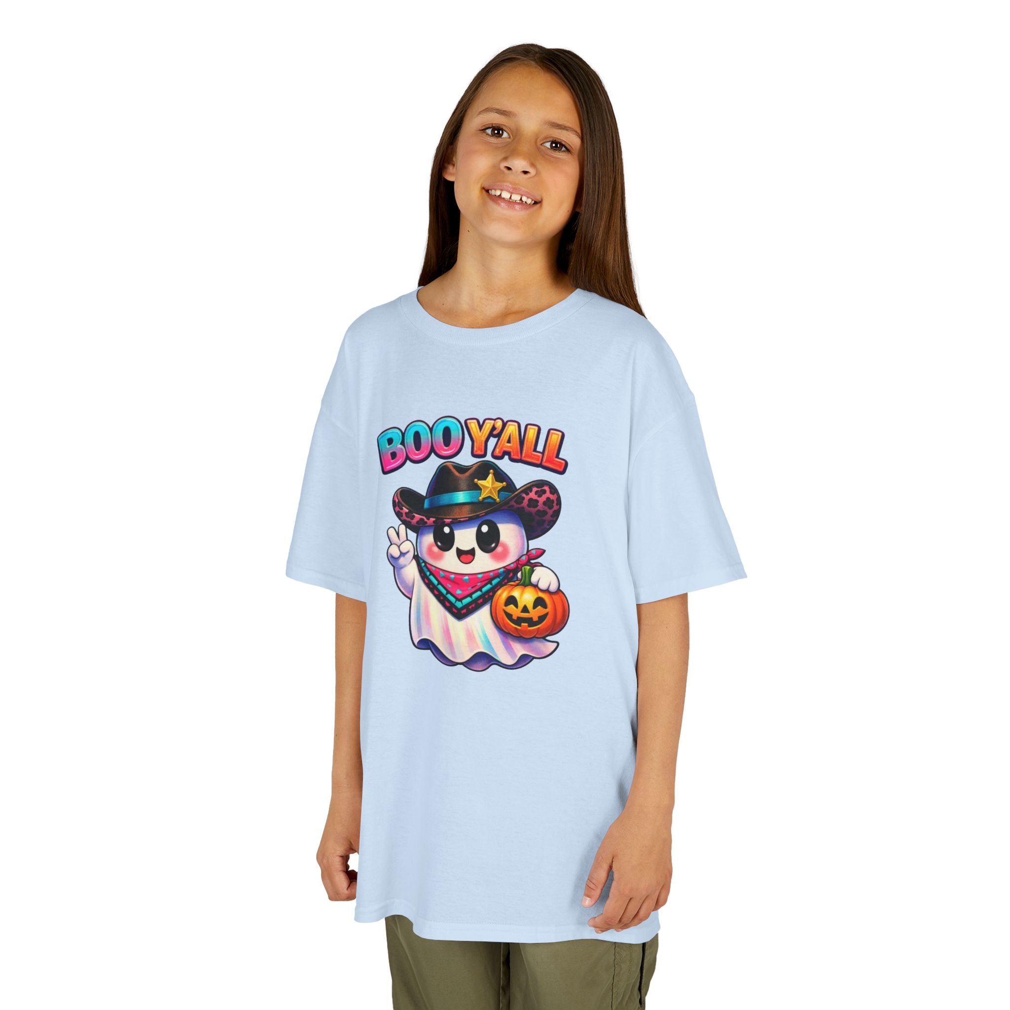 Kids Tee — 'Boo Y'all' Ghost Cowboy Halloween Shirt