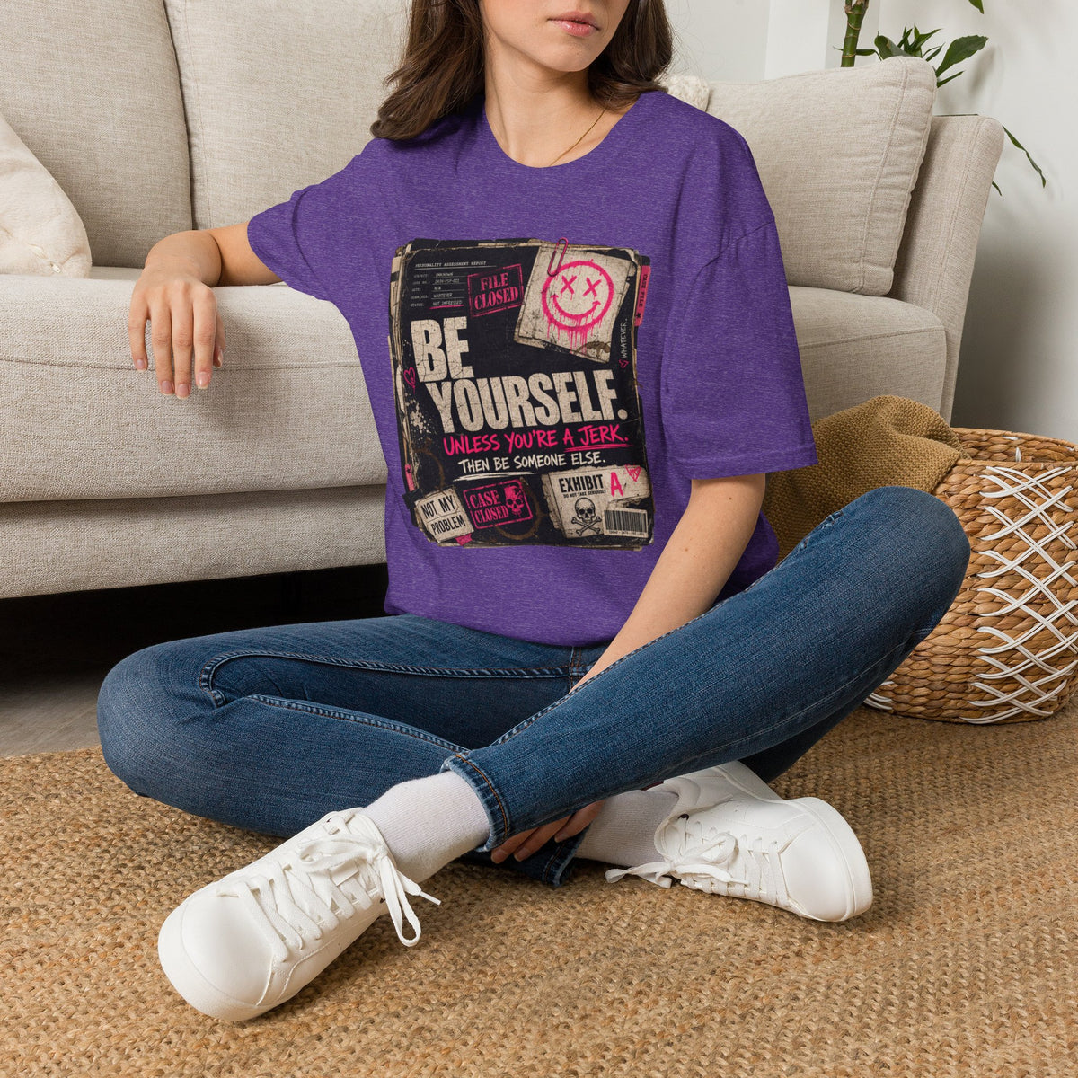 T‑Shirt — 'Be Yourself' Vintage Grunge Graphic Tee (Be Yourself, Unless You’re a Jerk)
