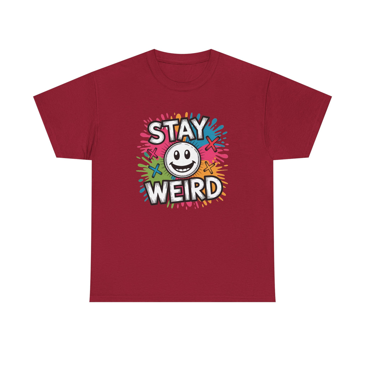 Stay Weird T-Shirt – Colorful Smiley Graphic Tee