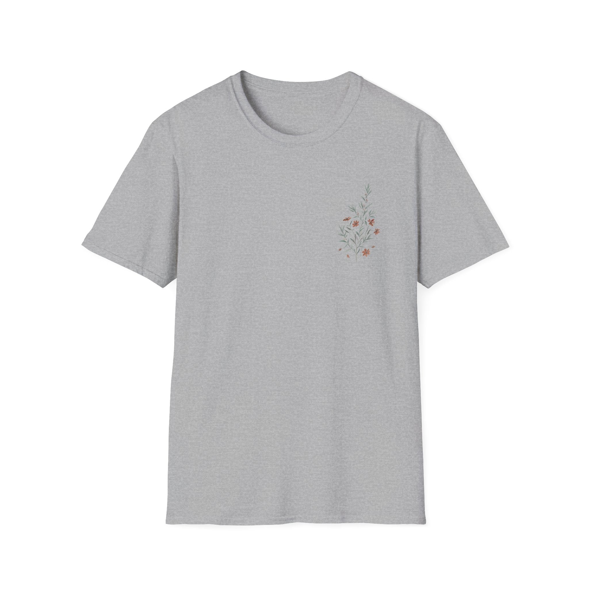 Floral Corner Tee — Minimal Wildflower Pocket T‑Shirt