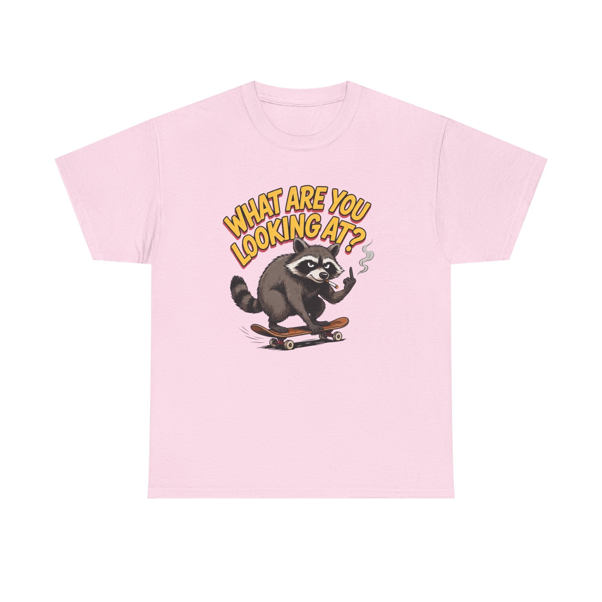 Funny Raccoon Graphic T-Shirt — What Are You Looking At Skater Humor Gift Tee